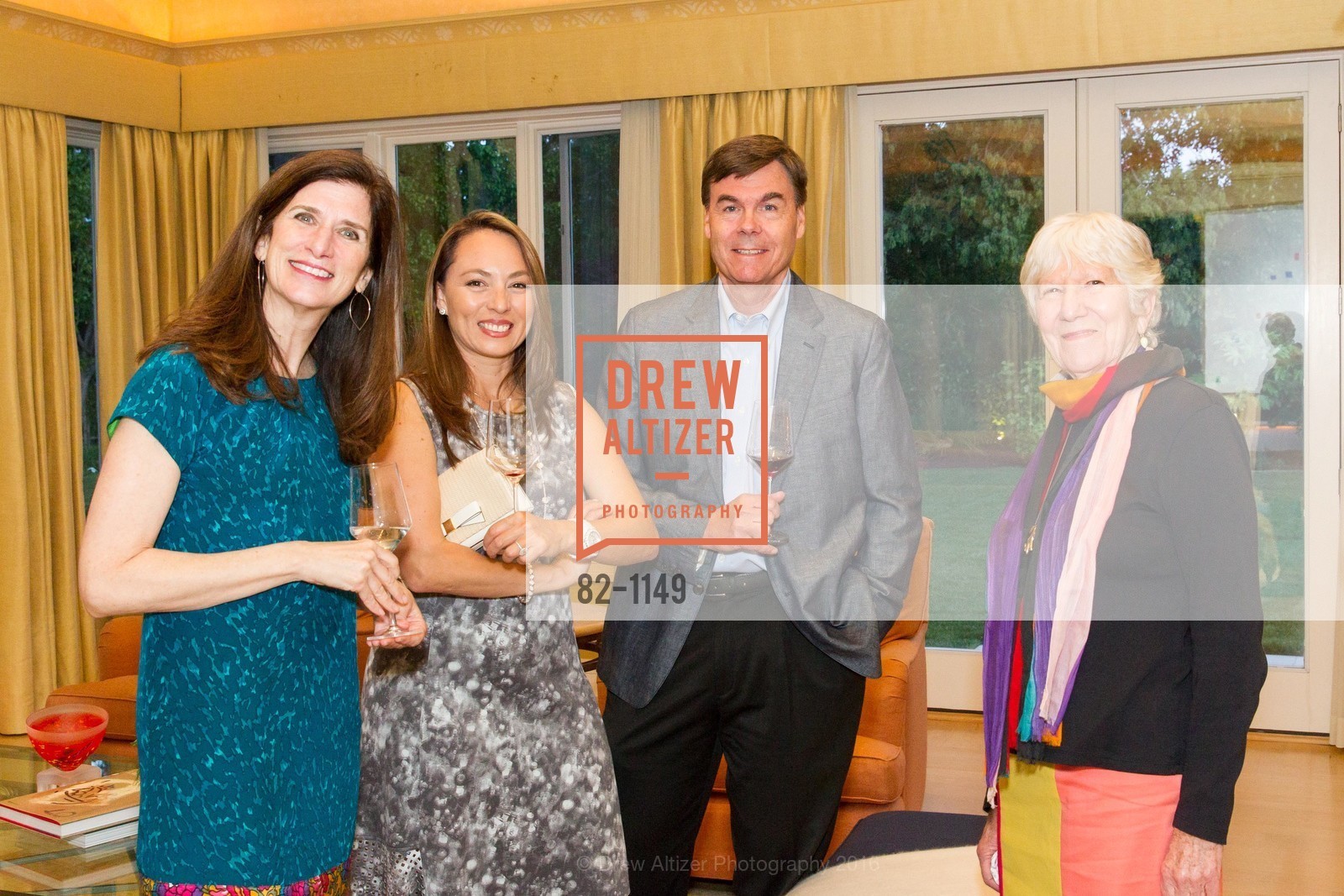 Valorie Wade, Pamela Stang, Eric Stang, Mary Heilmann, Celebratory Dinner for Laura Owens, Private Residence, April 27th, 2016, Photo #82-1149 Valorie Wade, Pamela Stang, Eric Stang, Mary Heilmann, Photo #82-1149