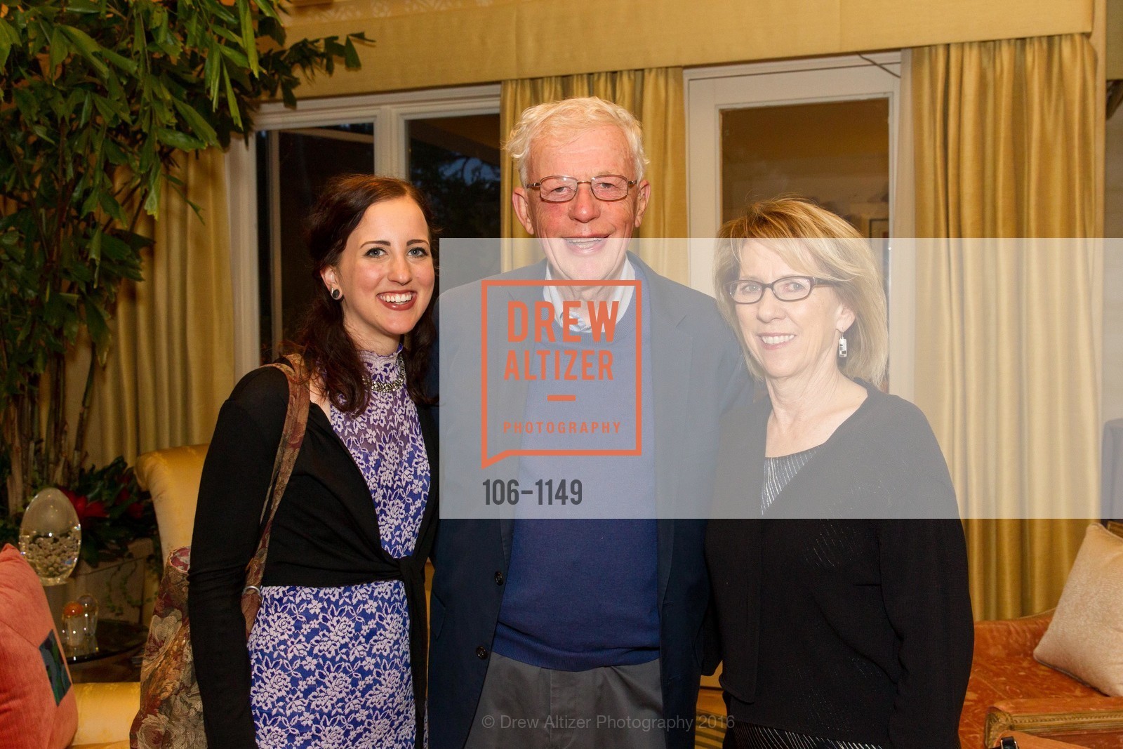 Courtney Sennish, Richard Hendrickson, Carol Hendrickson, Celebratory Dinner for Laura Owens, Private Residence, April 27th, 2016, Photo #106-1149 Courtney Sennish, Richard Hendrickson, Carol Hendrickson, Photo #106-1149