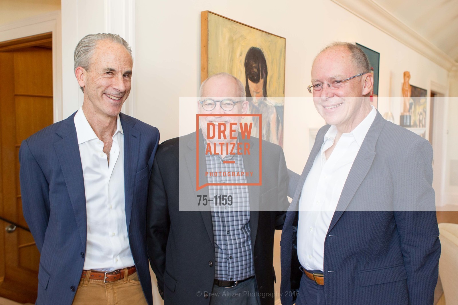 Christopher Grimes, Gary Garrels, Charles Desmarais, Berggruen Gallery Cocktail Party in Celebration of the Reopening of SFMOMA, Berggruen Gallery. 40 Florence street, April 29th, 2016, Photo #75-1159 Christopher Grimes, Gary Garrels, Charles Desmarais, Photo #75-1159