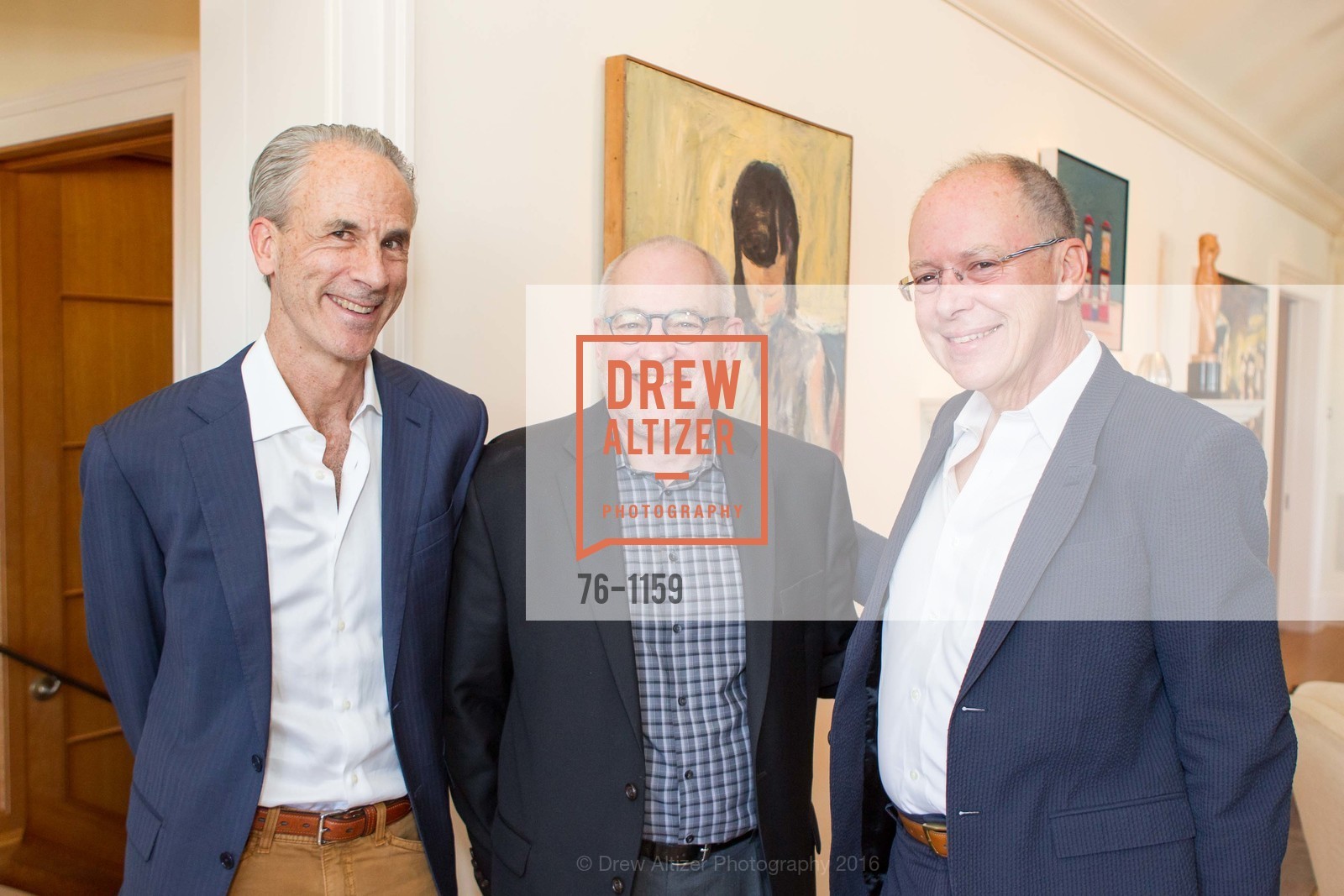 Christopher Grimes, Gary Garrels, Charles Desmarais, Berggruen Gallery Cocktail Party in Celebration of the Reopening of SFMOMA, Berggruen Gallery. 40 Florence street, April 29th, 2016, Photo #76-1159 Christopher Grimes, Gary Garrels, Charles Desmarais, Photo #76-1159
