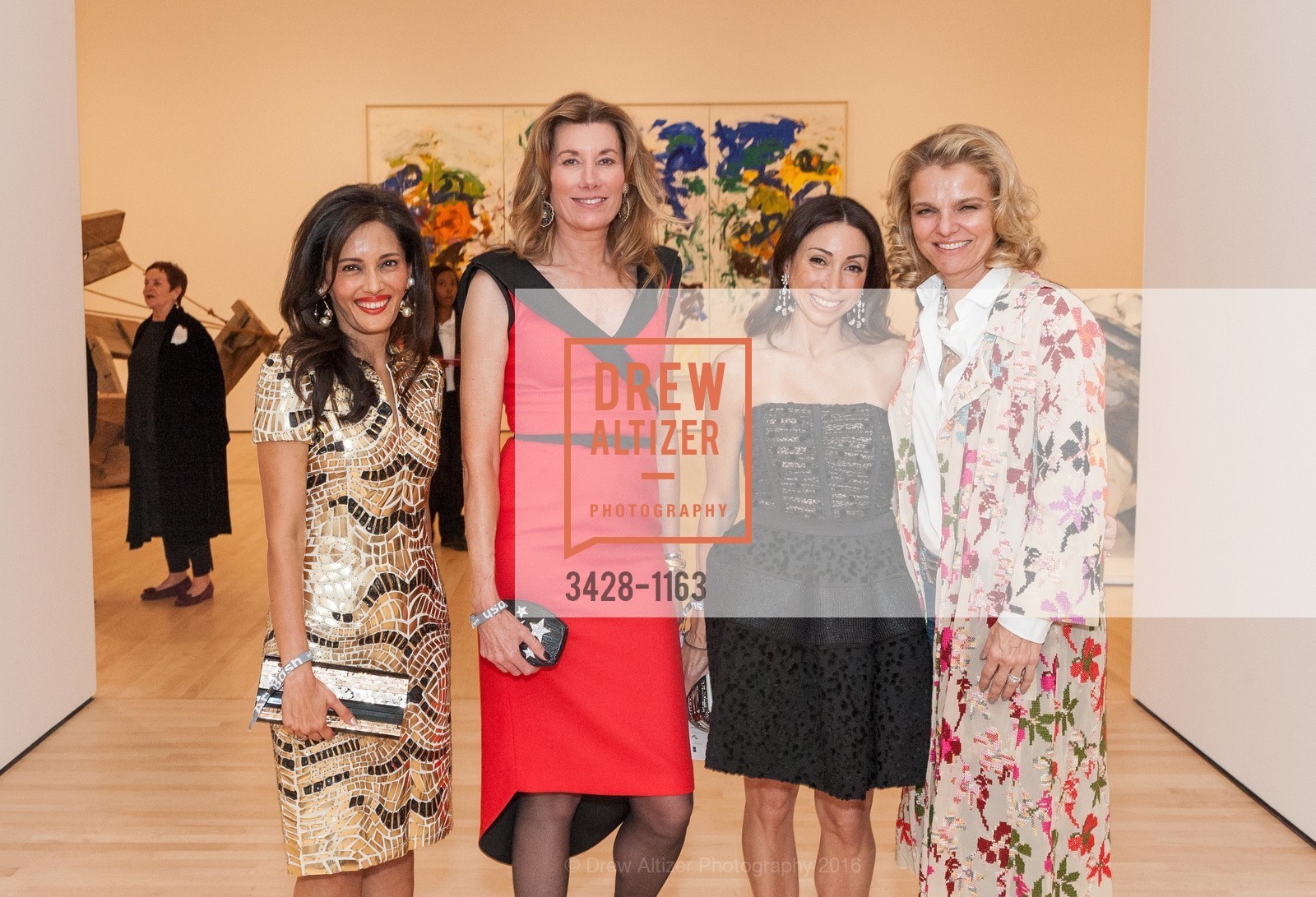 Komal Shah, Susan Dunlevy, Gina Peterson, Leigh Matthes, SFMOMA Art Bash, SFMOMA. 151 3rd St, April 29th, 2016, Photo #3428-1163 Komal Shah, Susan Dunlevy, Gina Peterson, Leigh Matthes, Photo #3428-1163