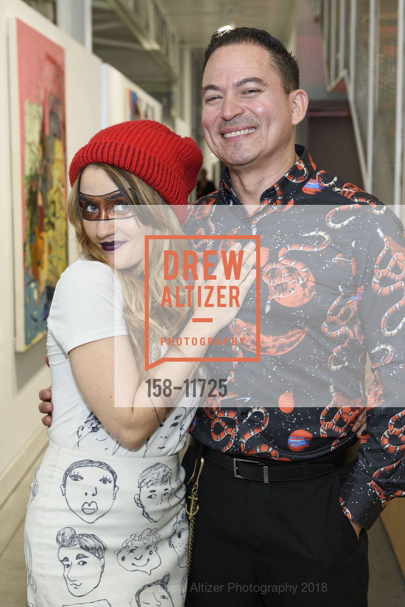 Arika von Edler, Rafael Bustillos, San Francisco Art Institute's MFA Exhibition Vernissage 2018, SFAI Fort Mason Campus. Pier 2, Fort Mason, May 10th, 2018, Photo #158-11725 Arika von Edler, Rafael Bustillos, Photo #158-11725