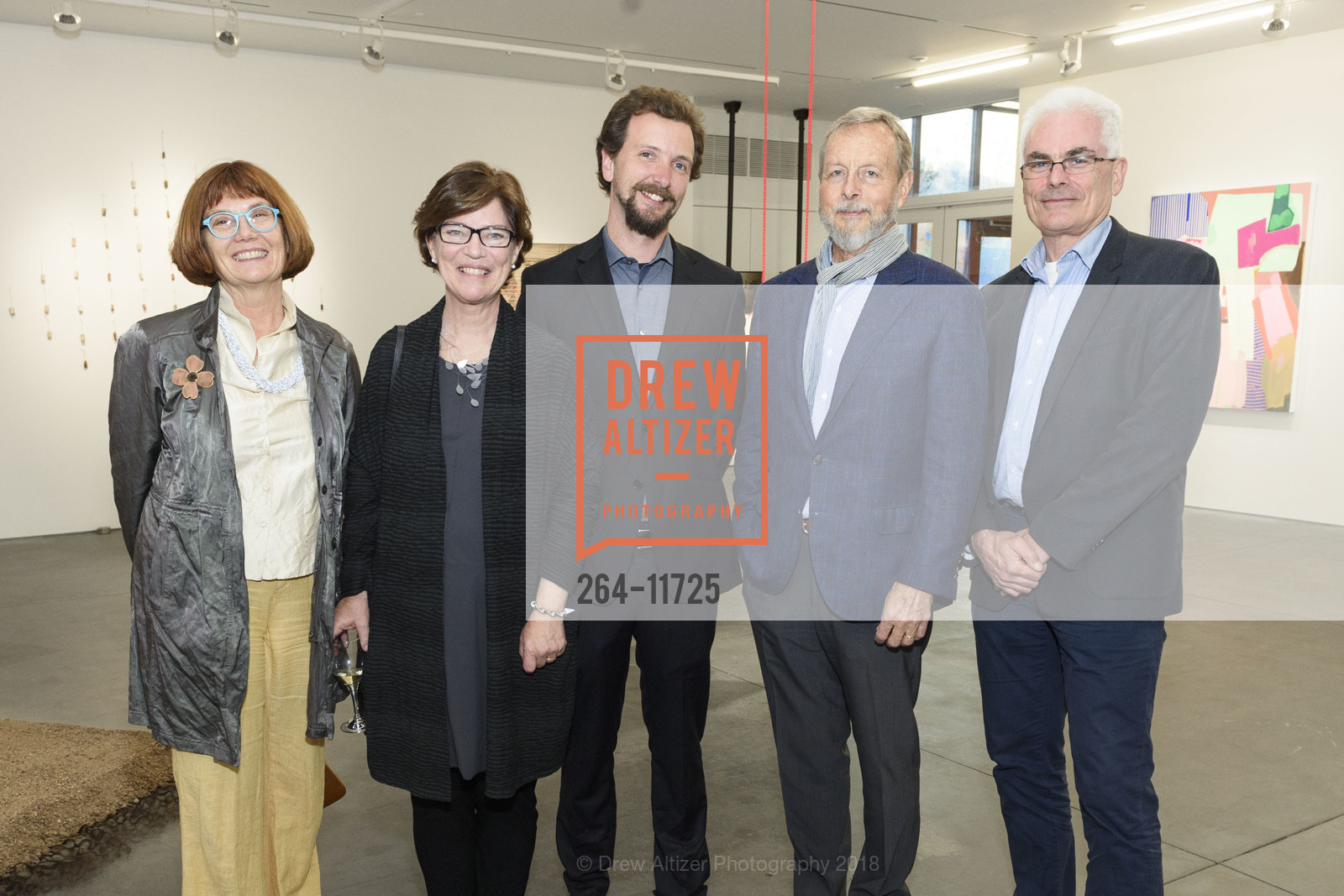 Jan O'Brien, Marsha Maytum, Patrick Hajduk, Craig Hartman, Bill Leddy, San Francisco Art Institute's MFA Exhibition Vernissage 2018, SFAI Fort Mason Campus. Pier 2, Fort Mason, May 10th, 2018, Photo #264-11725 Jan O'Brien, Marsha Maytum, Patrick Hajduk, Craig Hartman, Bill Leddy, Photo #264-11725