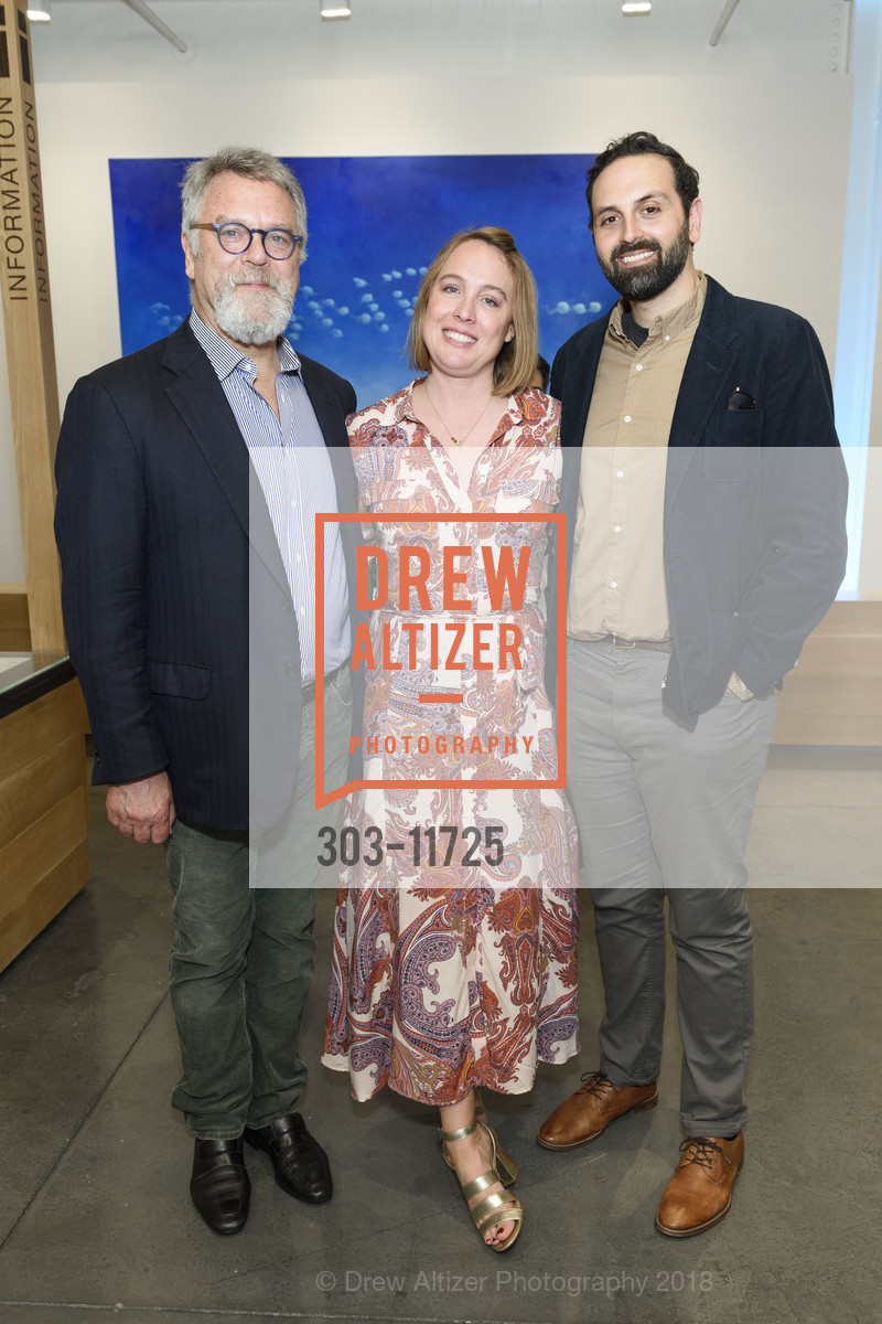 Nion McEvoy, Katie Hood Morgan, Tavon Bolourchi, San Francisco Art Institute's MFA Exhibition Vernissage 2018, SFAI Fort Mason Campus. Pier 2, Fort Mason, May 10th, 2018, Photo #303-11725 Nion McEvoy, Katie Hood Morgan, Tavon Bolourchi, Photo #303-11725