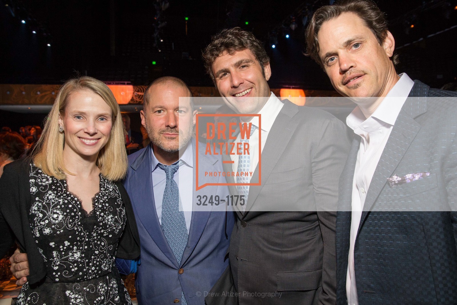 Marissa Mayer, Jony Ive, Zachary Bogue, Robert Mailer Anderson, 2016 Tipping Point Benefit, Bill Graham Civic Auditorium, Photo #3249-1175 Marissa Mayer, Jony Ive, Zachary Bogue, Robert Mailer Anderson, Photo #3249-1175