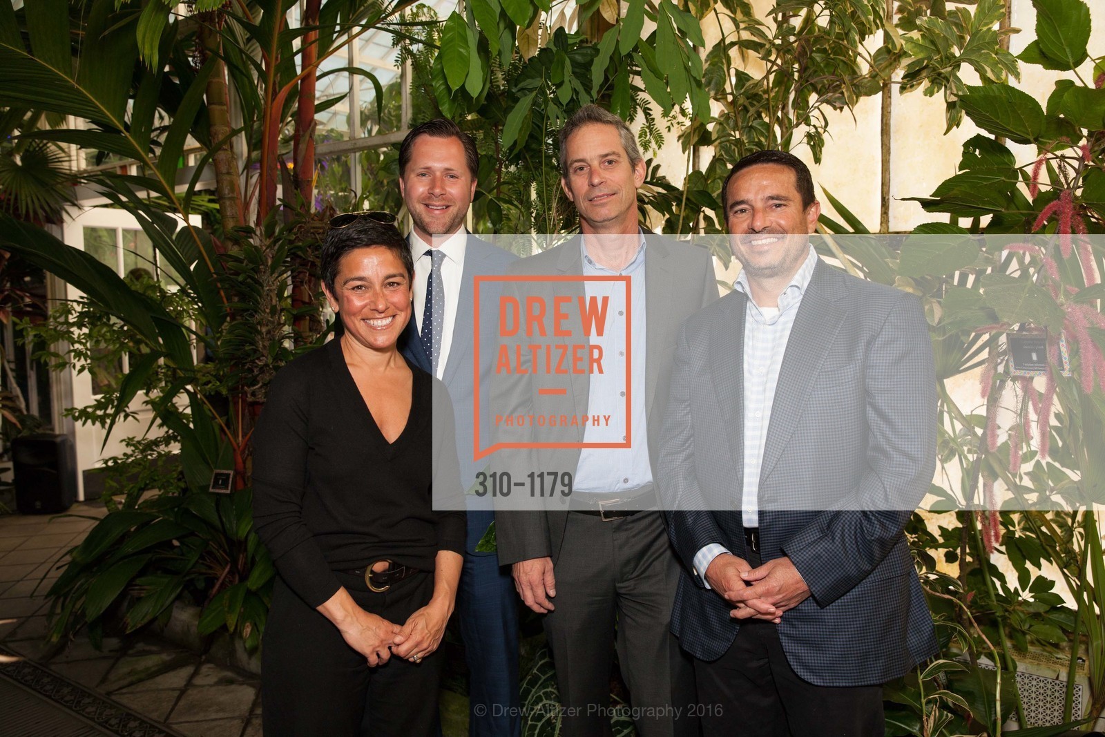 Emily Ginsburg, Matthew Stephens, Eric Anderson, Phil Ginsburg, Conservatory of Flowers' Gala Under Glass, Conservatory of Flowers. 100 John F. Kennedy Drive, May 5th, 2016, Photo #310-1179 Emily Ginsburg, Matthew Stephens, Eric Anderson, Phil Ginsburg, Photo #310-1179
