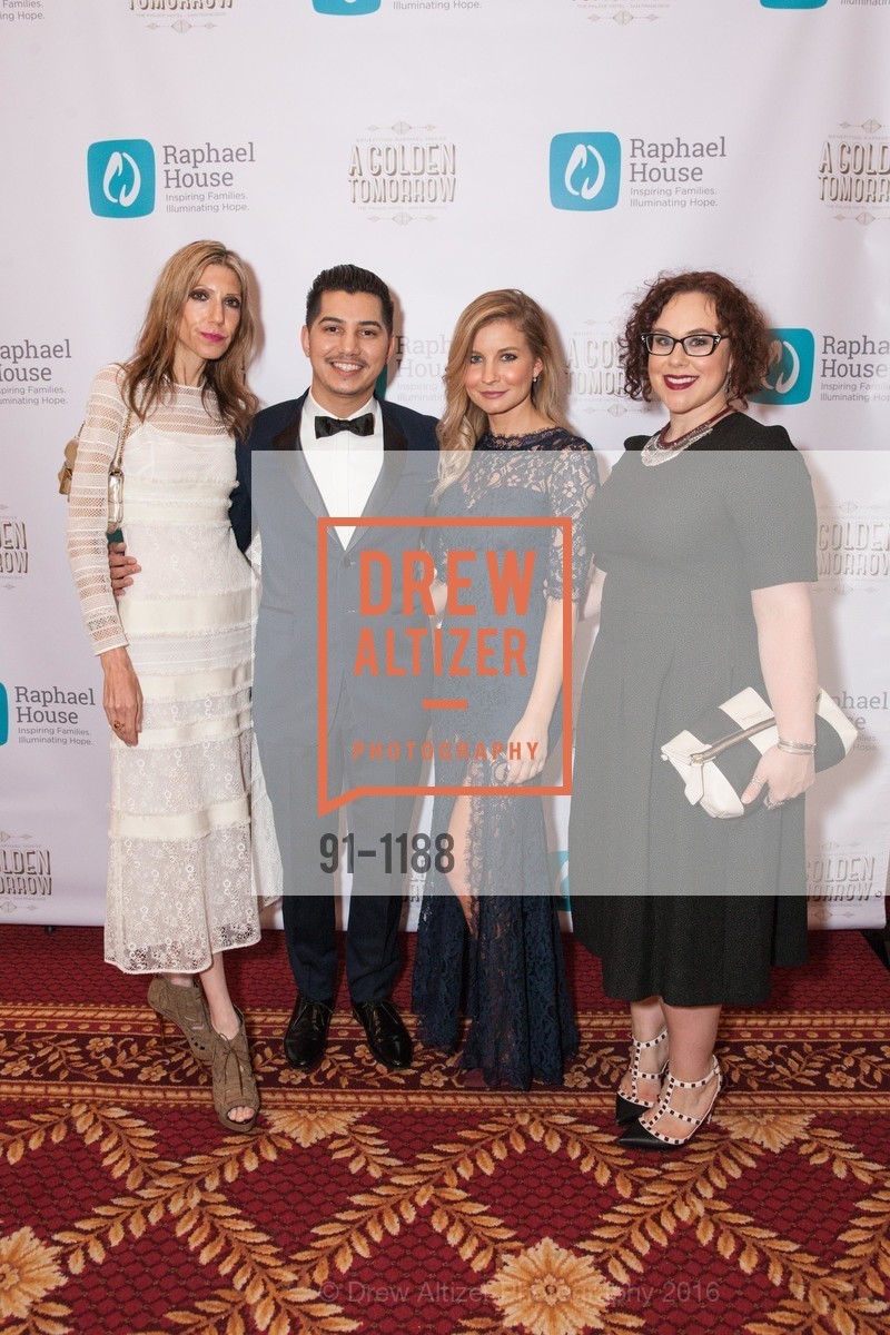 Michelle Ojala, Kevin Alvarado, Jessica Green, Samantha Whitten-Brown, "A Golden Tomorrow" Raphael House's 19th Annual Gala, Palace Hotel. 2 New Montgomery, May 14th, 2016, Photo #91-1188 Michelle Ojala, Kevin Alvarado, Jessica Green, Samantha Whitten-Brown, Photo #91-1188