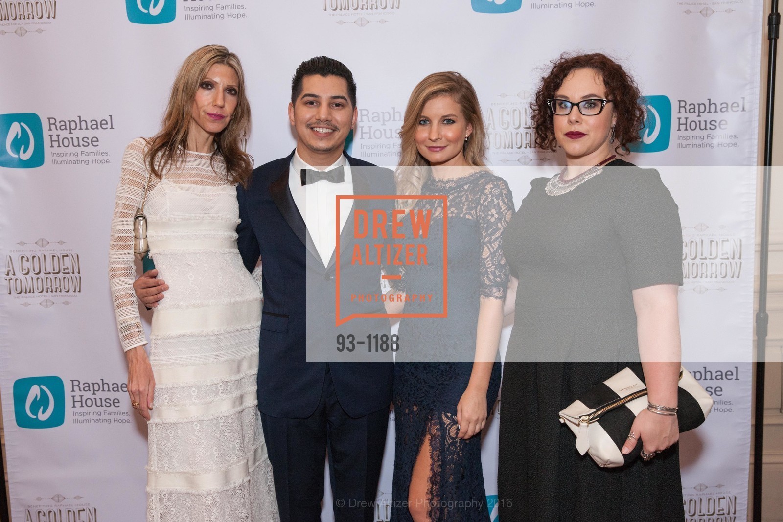Michelle Ojala, Kevin Alvarado, Jessica Green, Samantha Whitten-Brown, "A Golden Tomorrow" Raphael House's 19th Annual Gala, Palace Hotel. 2 New Montgomery, May 14th, 2016, Photo #93-1188 Michelle Ojala, Kevin Alvarado, Jessica Green, Samantha Whitten-Brown, Photo #93-1188