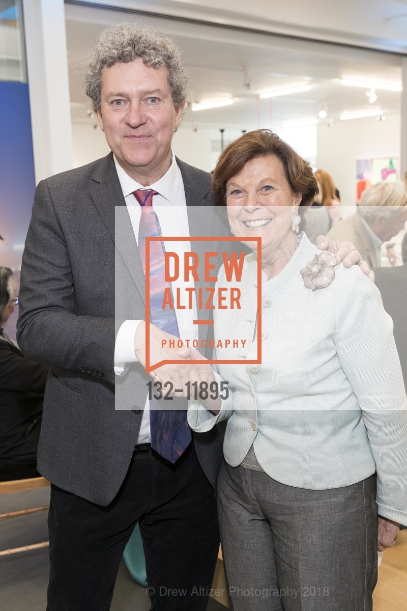 Gordon Knox, Mary Robinson, San Francisco Art Institute Hosts Artist's Reception for Kehinde Wiley, SFAI Fort Mason Campus. Pier 2, Fort Mason, May 13th, 2018, Photo #132-11895 Gordon Knox, Mary Robinson, Photo #132-11895