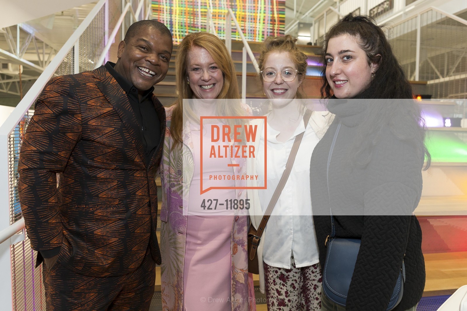 Kehinde Wiley, Pam Rorke Levy, Jess Levy, Beryl Levy, San Francisco Art Institute Hosts Artist's Reception for Kehinde Wiley, SFAI Fort Mason Campus. Pier 2, Fort Mason, May 13th, 2018, Photo #427-11895 Kehinde Wiley, Pam Rorke Levy, Jess Levy, Beryl Levy, Photo #427-11895
