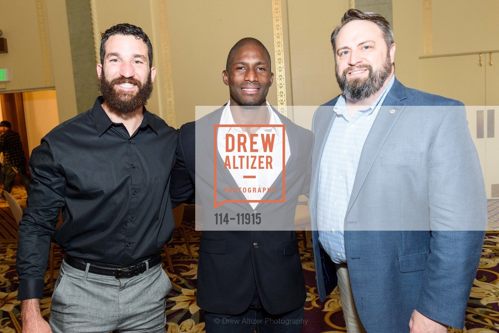 Redmond Ramos, Kionte Storey, Sam Kille, Stand Up for Heroes, Bay Area 2018 Welcome Reception, Marines' Memorial Club. 609 Sutter Street, Photo #114-11915 Redmond Ramos, Kionte Storey, Sam Kille, Photo #114-11915