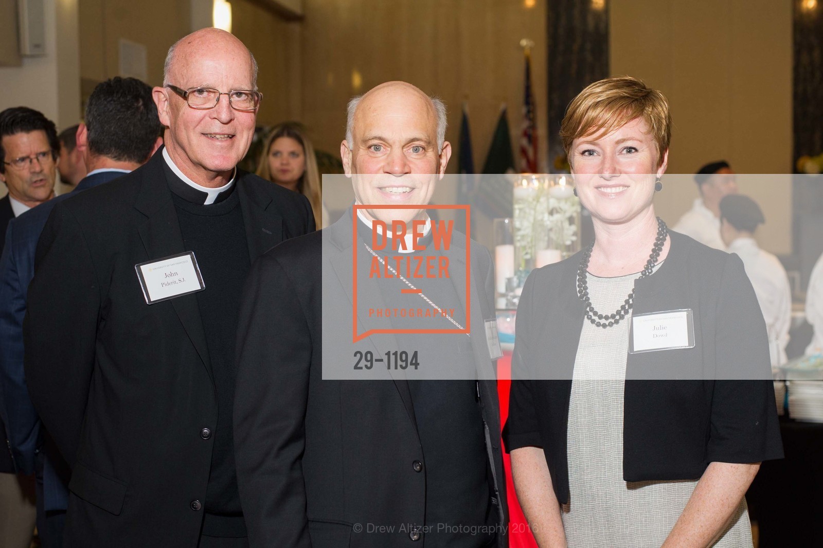 John Piedrist, Salvador Cordileone, Julie Dowd, 2016 USF California Prize Gala, USF Campus, Fromm Hall and Welch Field. 2130 Fulton Street, San Francisco, CA 94118, May 12th, 2016, Photo #29-1194 John Piedrist, Salvador Cordileone, Julie Dowd, Photo #29-1194