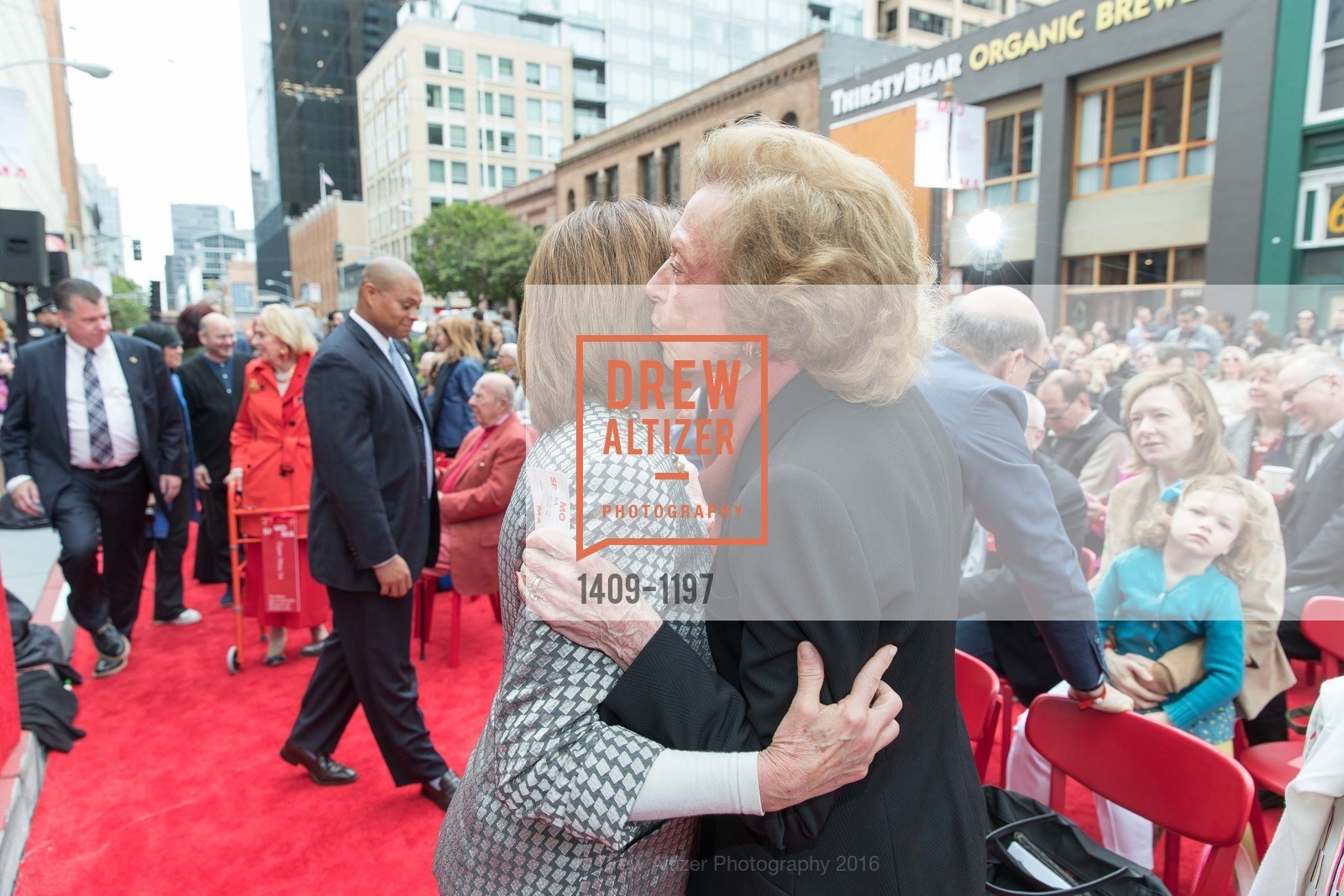 Nancy Pelosi, Doris Fisher, SFMOMA Ribbon Cutting Opening Day, SFMOMA. 151 3rd St, May 13th, 2016, Photo #1409-1197 Nancy Pelosi, Doris Fisher, Photo #1409-1197