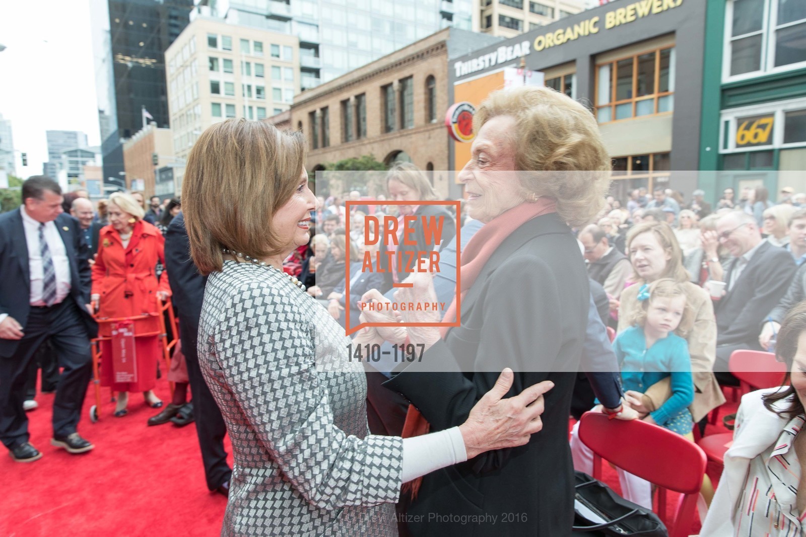 Nancy Pelosi, Doris Fisher, SFMOMA Ribbon Cutting Opening Day, SFMOMA. 151 3rd St, May 13th, 2016, Photo #1410-1197 Nancy Pelosi, Doris Fisher, Photo #1410-1197