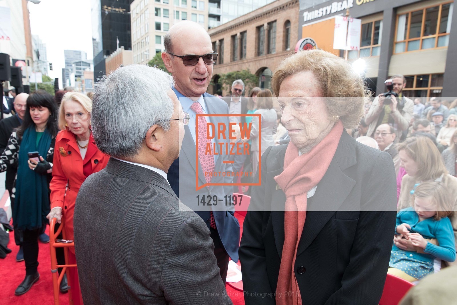 Ed Lee, Bob Fisher, Doris Fisher, SFMOMA Ribbon Cutting Opening Day, SFMOMA. 151 3rd St, December 12th, 2017, Photo #1429-1197 Ed Lee, Bob Fisher, Doris Fisher, Photo #1429-1197