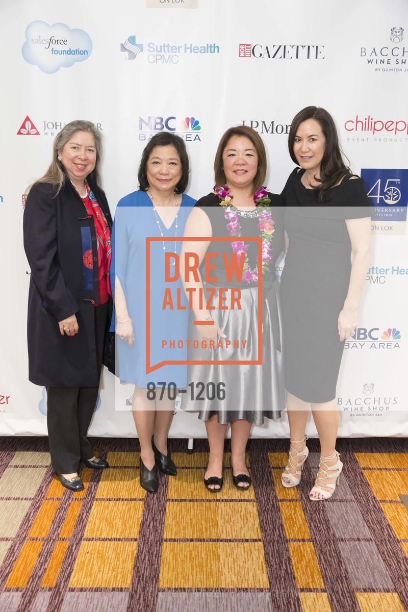 Lyz Ferguson, Irene Riley, Grace Li, Nadyne Orona, On Lok's 45th Anniversary Spring Gala, InterContinental San Francisco Hotel. 888 Howard St, Photo #870-1206 Lyz Ferguson, Irene Riley, Grace Li, Nadyne Orona, Photo #870-1206