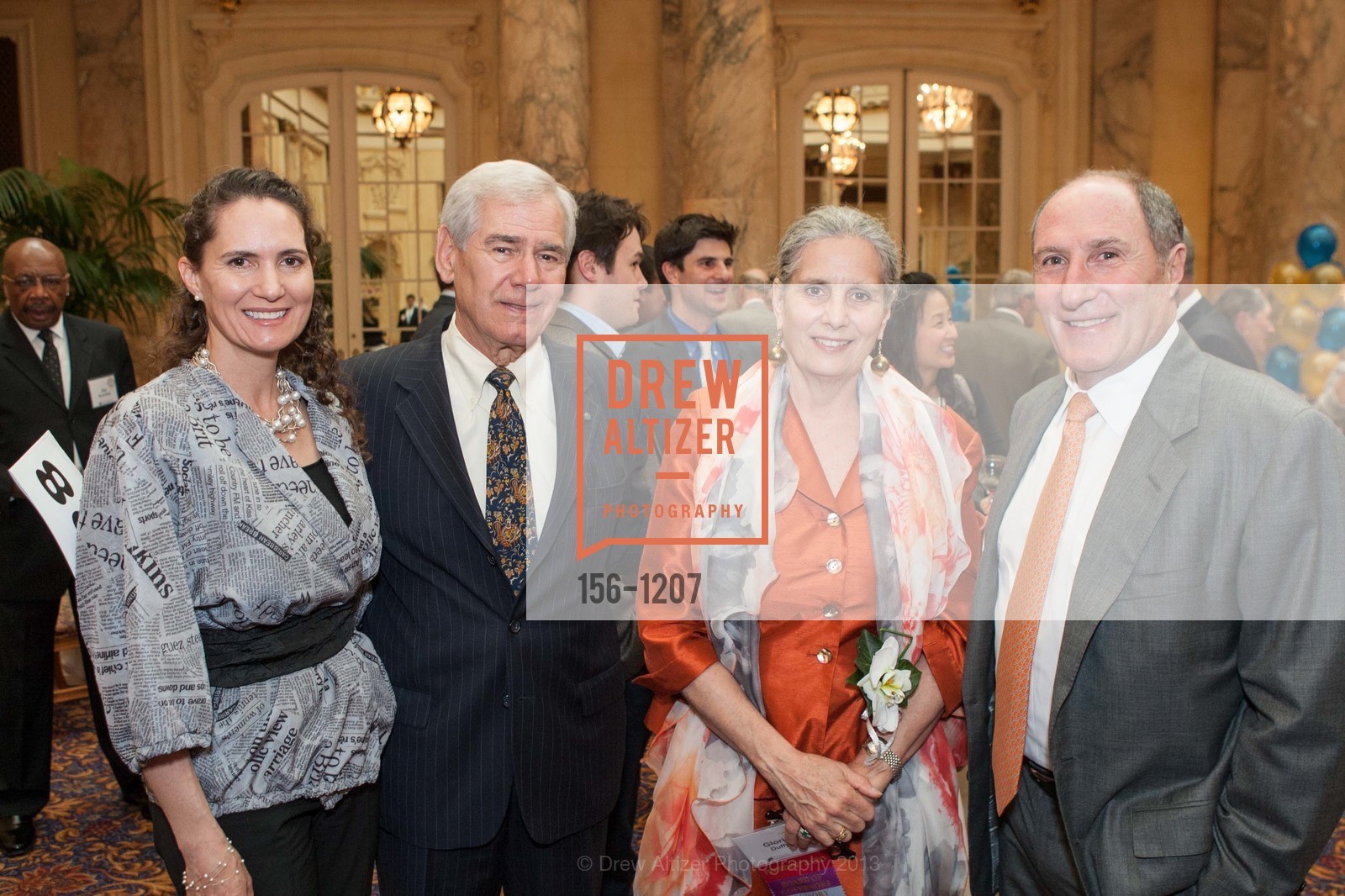Leslie Garvin, Rod Diridon, Gloria Duffy, John Goldman, The Commonwealth Club of California's 110th Anniversary and 25th Annual Distinguished Citizen Award Dinner, Palace Hotel. 2 Montgomery St, April 10th, 2013, Photo #156-1207 Leslie Garvin, Rod Diridon, Gloria Duffy, John Goldman, Photo #156-1207