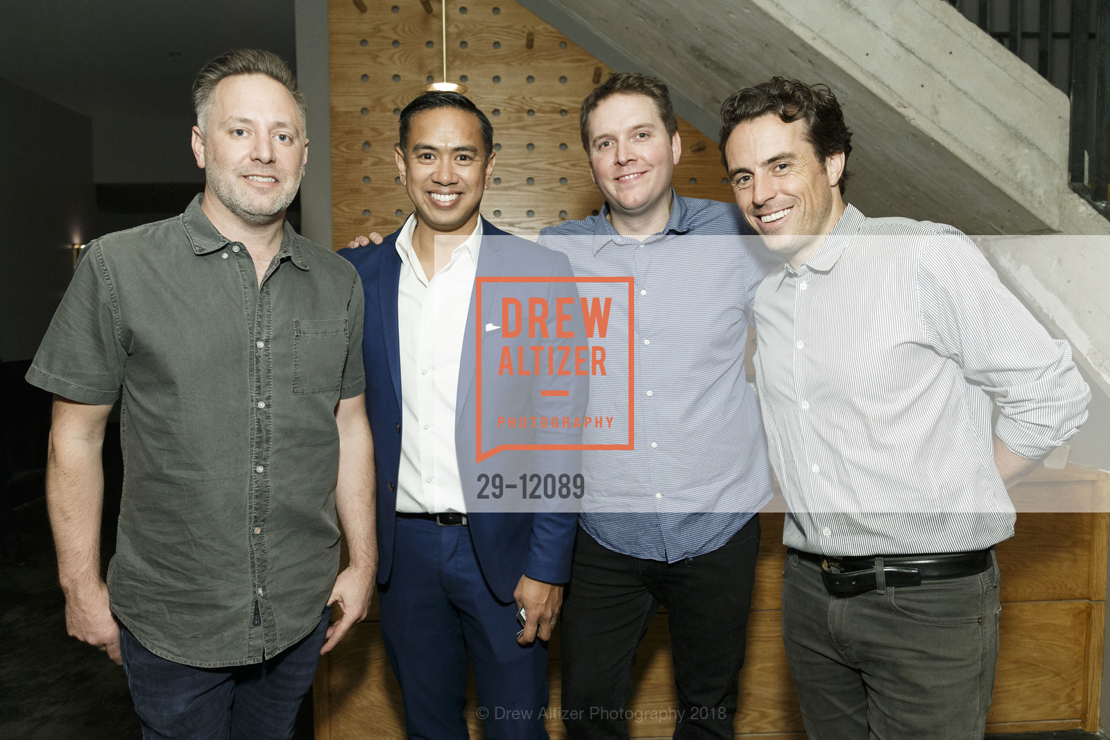 Nate Valentine, Justin Roja, Scott Murphy, Chad Donnelly, August Hall and Fifth Arrow Opening 2018, August Hall. 420 Mason Street, May 17th, 2018, Photo #29-12089 Nate Valentine, Justin Roja, Scott Murphy, Chad Donnelly, Photo #29-12089