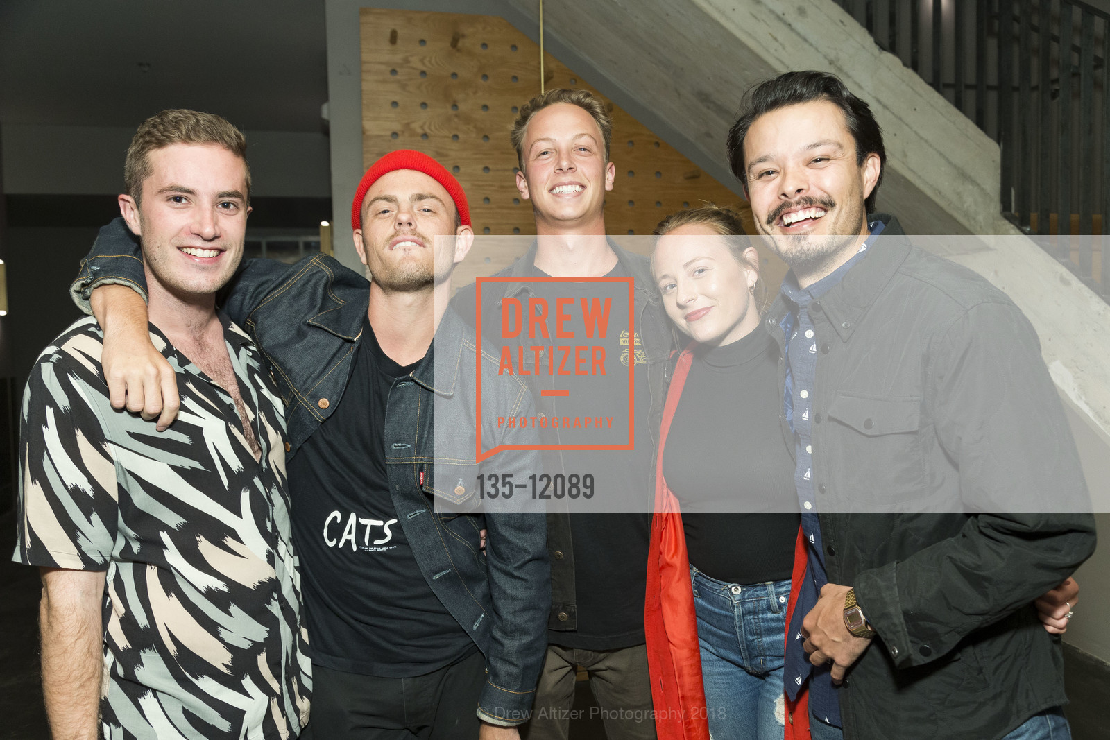 Connor Garrett, Keegan Sullivan, Shane Willingham, Kylie Sullivan, Kyle Sanchez, August Hall and Fifth Arrow Opening 2018, August Hall. 420 Mason Street, May 17th, 2018, Photo #135-12089 Connor Garrett, Keegan Sullivan, Shane Willingham, Kylie Sullivan, Kyle Sanchez, Photo #135-12089