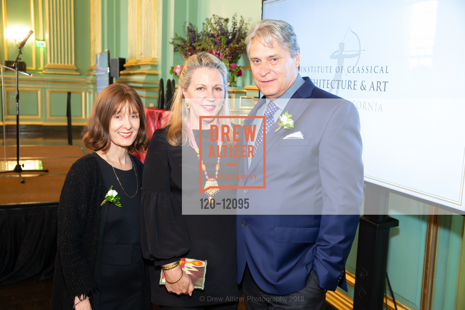 Barbara Chambers, Suzanne Tucker, Ed Westbrook, Institute of Classical Architecture and Art (ICAA) Annual Julia Morgan Awards 2018, San Francisco War Memorial and Performing Arts Center, The Green Room. 401 Van Ness Avenue, May 21st, 2018, Photo #120-12095 Barbara Chambers, Suzanne Tucker, Ed Westbrook, Photo #120-12095