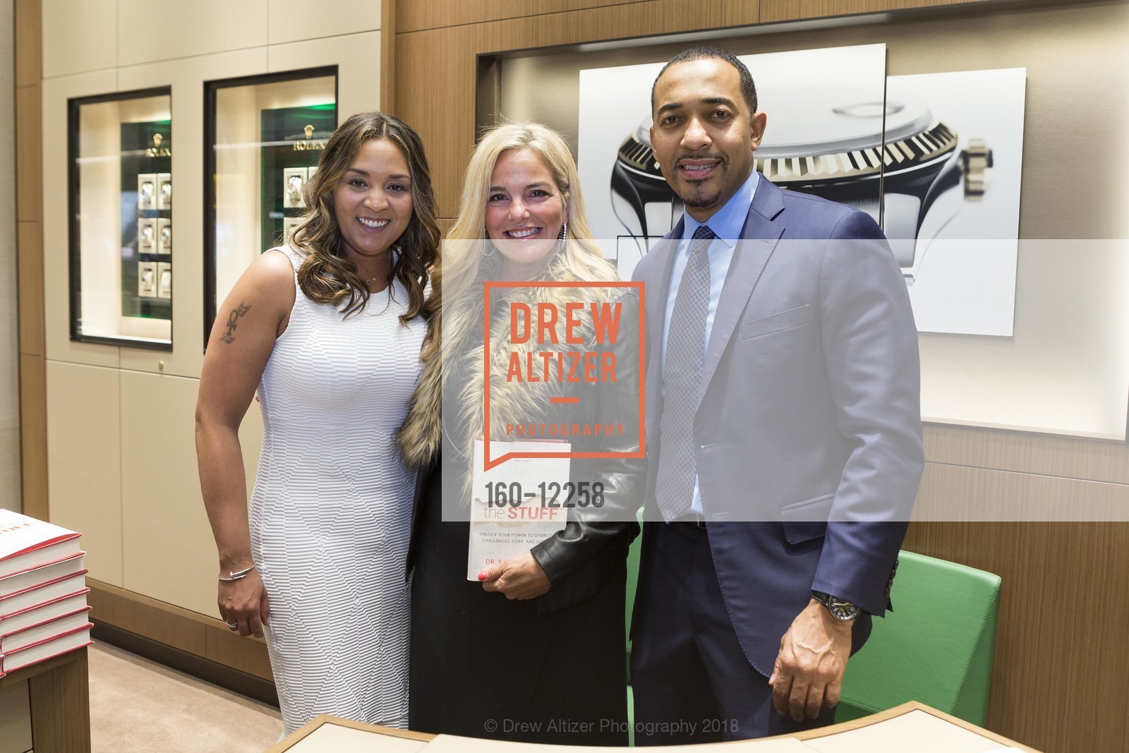 Sharlee Jeter, Shanena Gunn, Sampson Davis, The Stuff book party at Shreve & Co. 2018, Shreve & Co. 150 Post St, May 22nd, 2018, Photo #160-12258 Sharlee Jeter, Shanena Gunn, Sampson Davis, Photo #160-12258