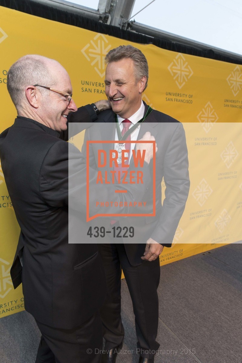 Father Paul Fitzgerald, Jeff Johnson, USF California Prize Dinner, University of San Francisco. San Francisco, California, March 29th, 2015, Photo #439-1229 Father Paul Fitzgerald, Jeff Johnson, Photo #439-1229