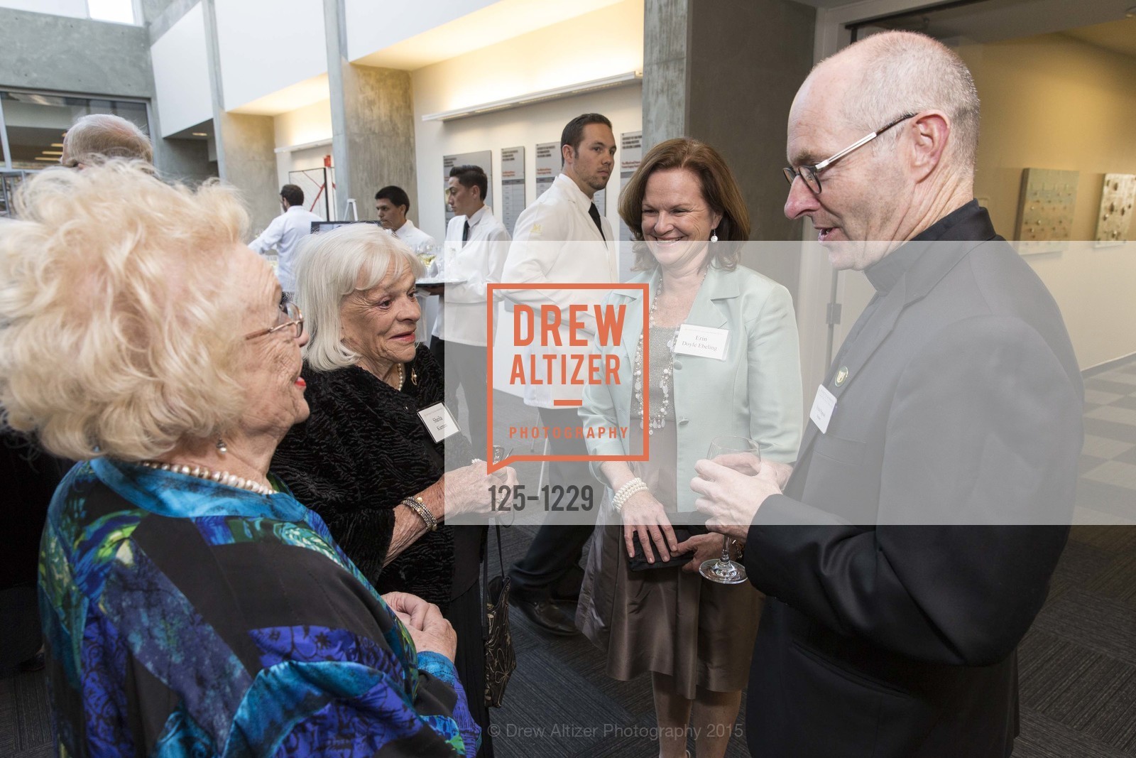 Brenda Jeffers, Sheila Kiernan, Erin Doyle Ebeling, Father Paul Fitzgerald, USF California Prize Dinner, University of San Francisco. San Francisco, California, March 29th, 2015, Photo #125-1229 Brenda Jeffers, Sheila Kiernan, Erin Doyle Ebeling, Father Paul Fitzgerald, Photo #125-1229