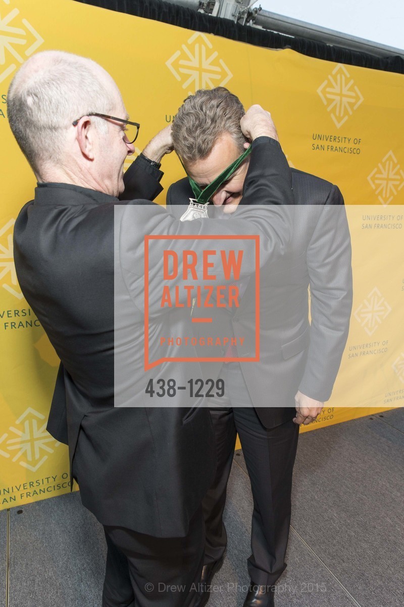 Father Paul Fitzgerald, Jeff Johnson, USF California Prize Dinner, University of San Francisco. San Francisco, California, March 29th, 2015, Photo #438-1229 Father Paul Fitzgerald, Jeff Johnson, Photo #438-1229