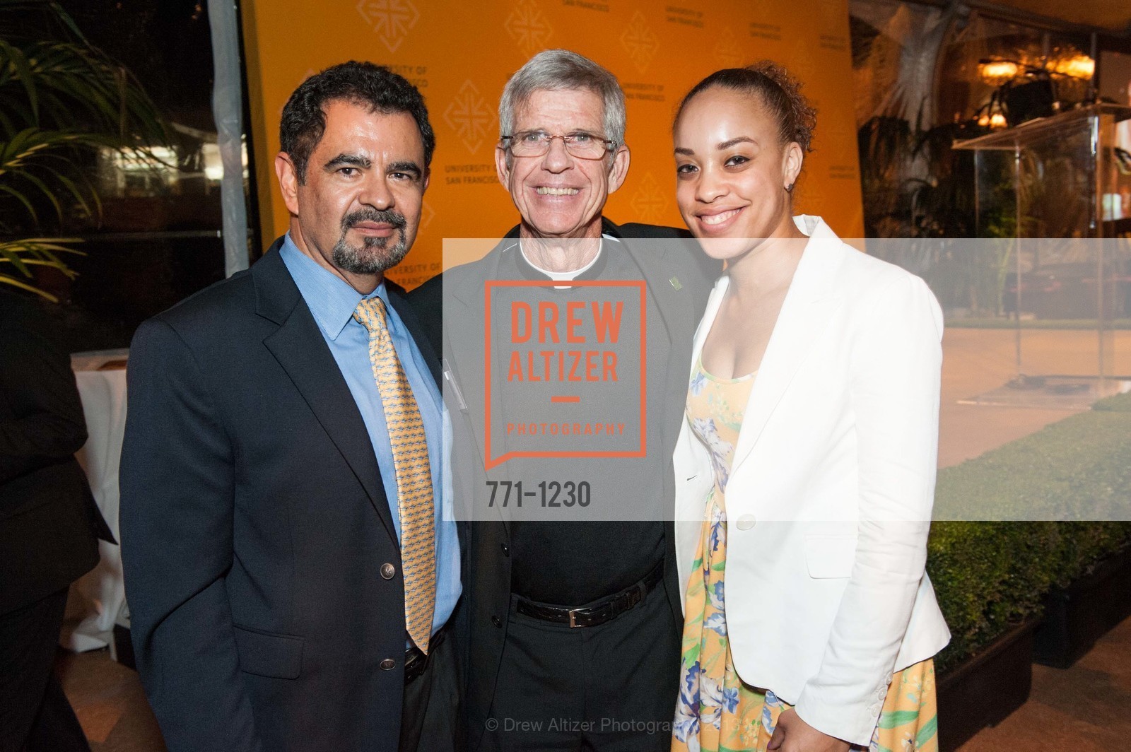 Salvador Menjivar, Stephen Privett, Andrea Walker, USF California Prize for Service & the Common Good, University of San Francisco. San Francisco, California, October 29th, 2013, Photo #771-1230 Salvador Menjivar, Stephen Privett, Andrea Walker, Photo #771-1230