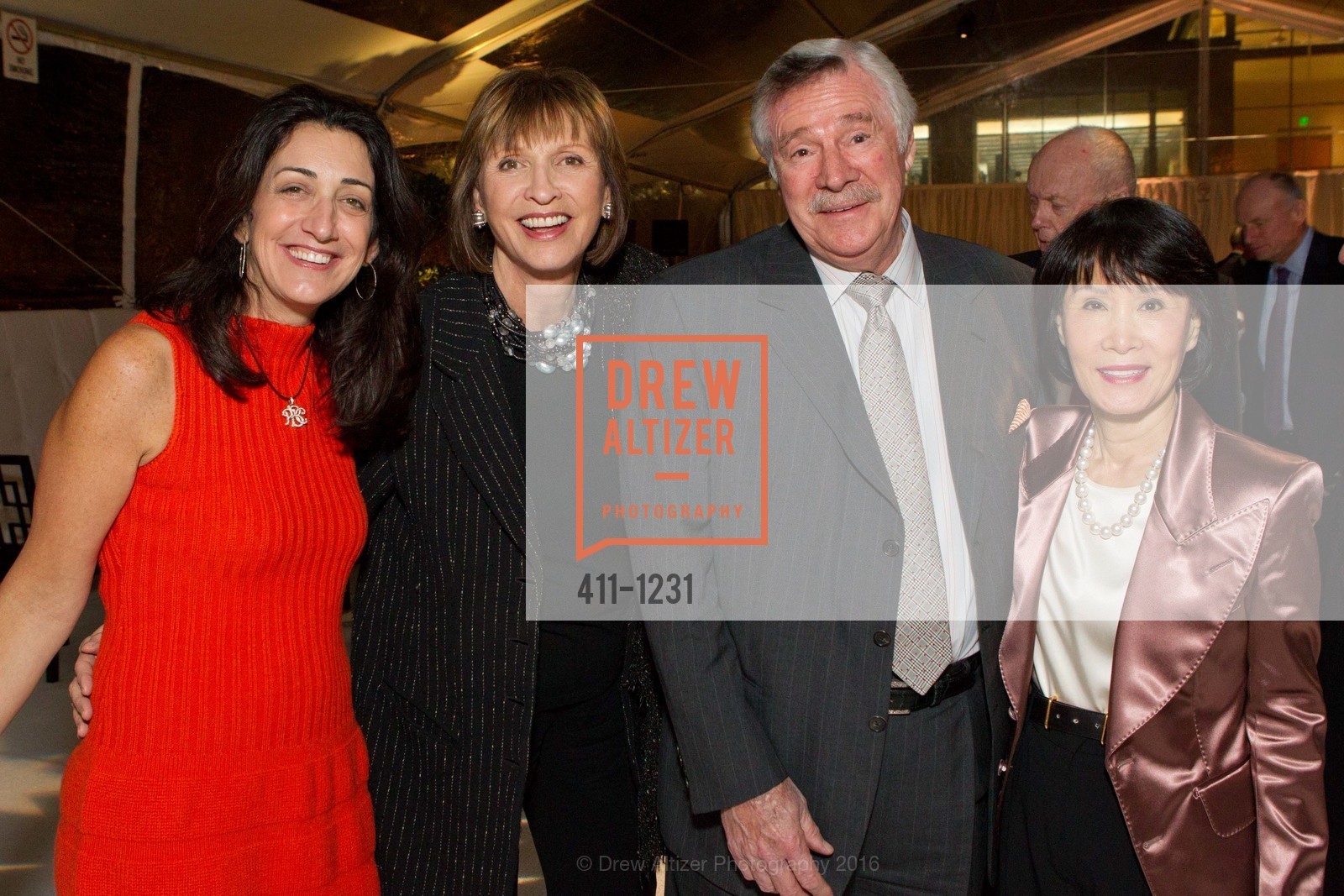 Pam Baer, Tina Frank, Jack Holland, Susan Koret, USF California Prize, University of San Francisco. San Francisco, California, May 25th, 2016, Photo #411-1231 Pam Baer, Tina Frank, Jack Holland, Susan Koret, Photo #411-1231