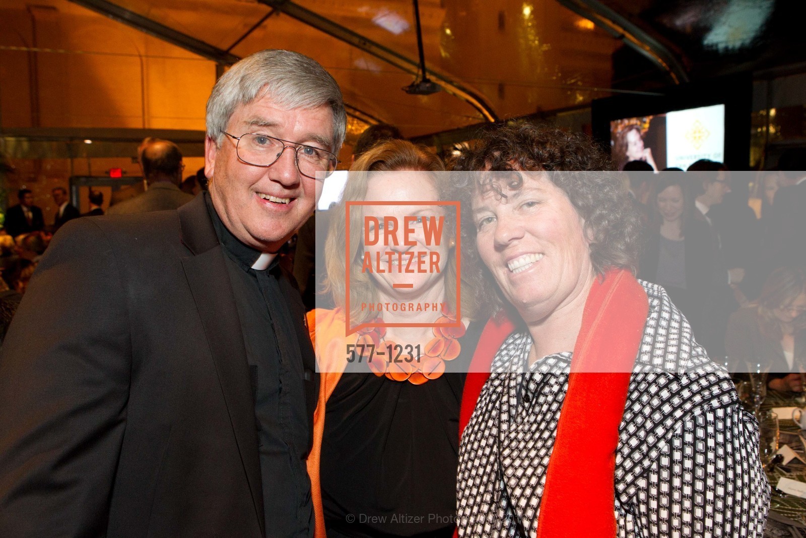 Father John Koeplin, Erin Doyle Ebeling, Tracey McNamara, USF California Prize, University of San Francisco. San Francisco, California, May 25th, 2016, Photo #577-1231 Father John Koeplin, Erin Doyle Ebeling, Tracey McNamara, Photo #577-1231