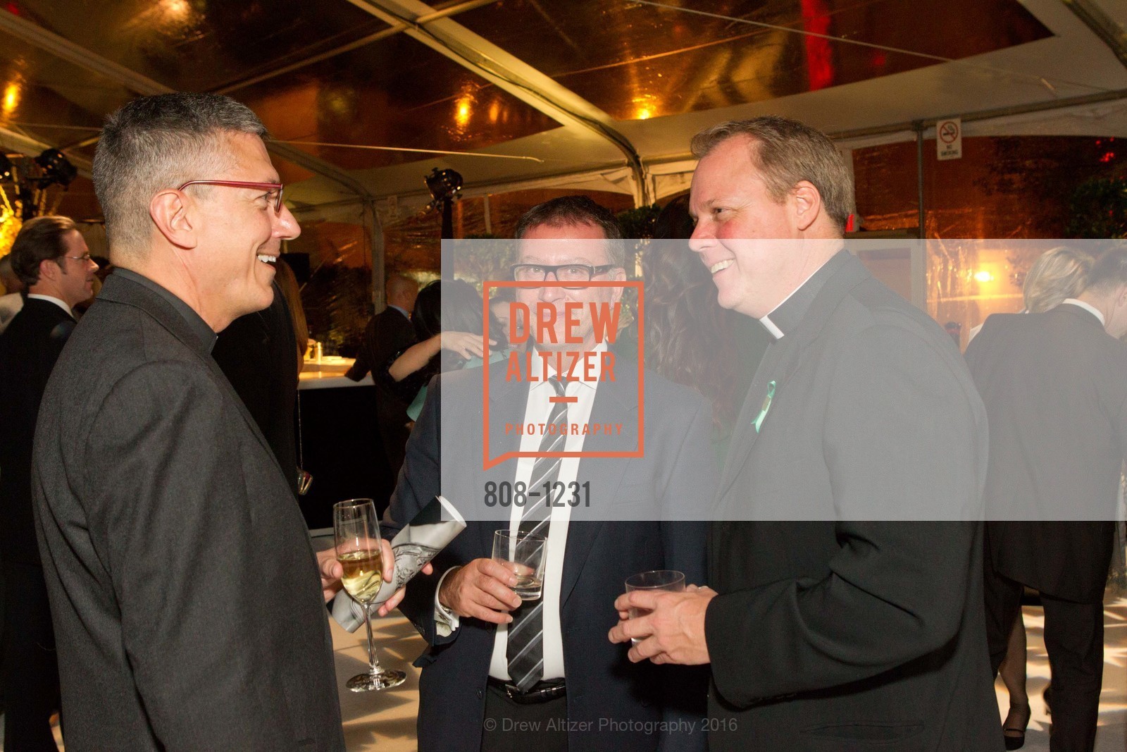 Father Steve Katsouros, Larry Ort, Father Eddie Siebert, USF California Prize, University of San Francisco. San Francisco, California, May 25th, 2016, Photo #808-1231 Father Steve Katsouros, Larry Ort, Father Eddie Siebert, Photo #808-1231