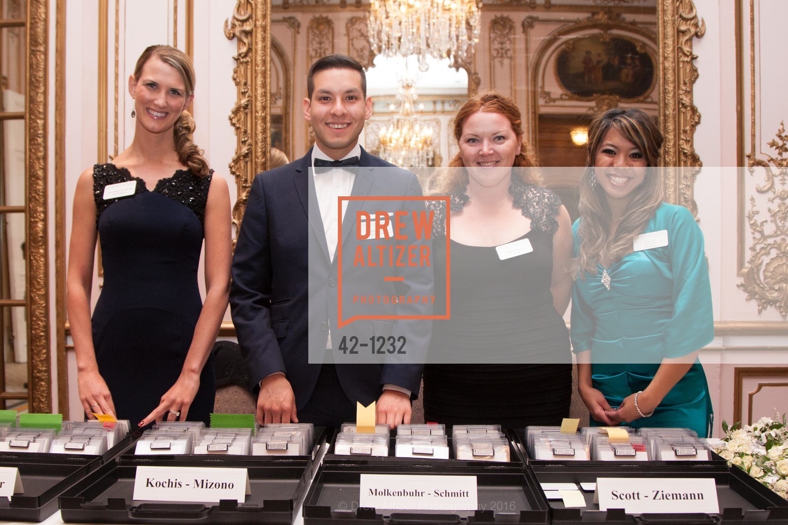 Taryn Moore, David Carillo, Megan O'Donnell, Milan Kim, USF Alumni Awards Gala, Fairmont Hotel. San Francisco, California, May 25th, 2016, Photo #42-1232 Taryn Moore, David Carillo, Megan O'Donnell, Milan Kim, Photo #42-1232