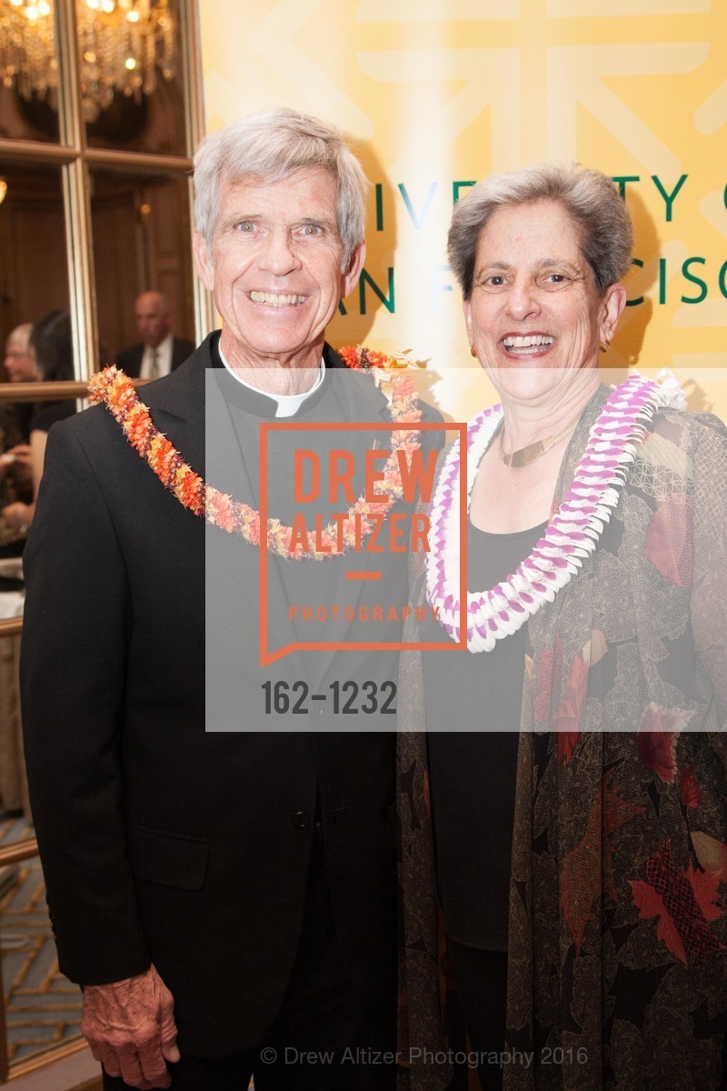 Father Stephen Privett, Annette Anton, USF Alumni Awards Gala, Fairmont Hotel. San Francisco, California, May 25th, 2016, Photo #162-1232 Father Stephen Privett, Annette Anton, Photo #162-1232