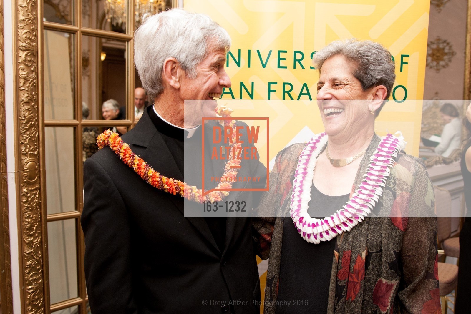 Father Stephen Privett, Annette Anton, USF Alumni Awards Gala, Fairmont Hotel. San Francisco, California, May 25th, 2016, Photo #163-1232 Father Stephen Privett, Annette Anton, Photo #163-1232