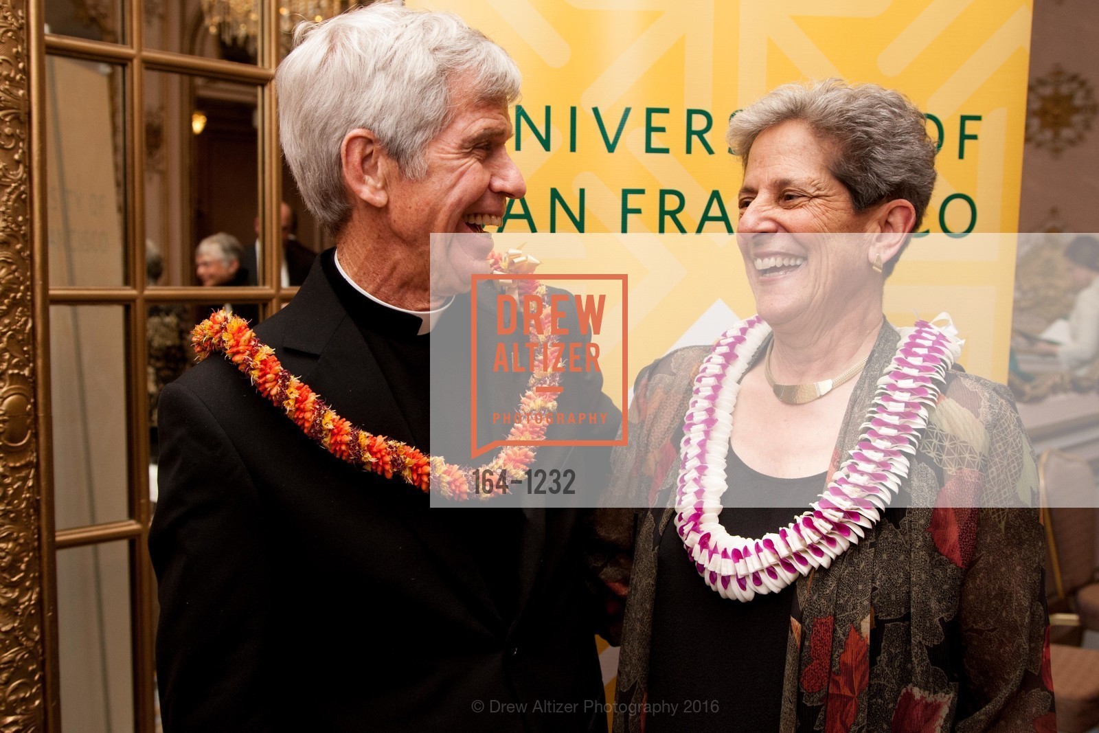 Father Stephen Privett, Annette Anton, USF Alumni Awards Gala, Fairmont Hotel. San Francisco, California, May 25th, 2016, Photo #164-1232 Father Stephen Privett, Annette Anton, Photo #164-1232