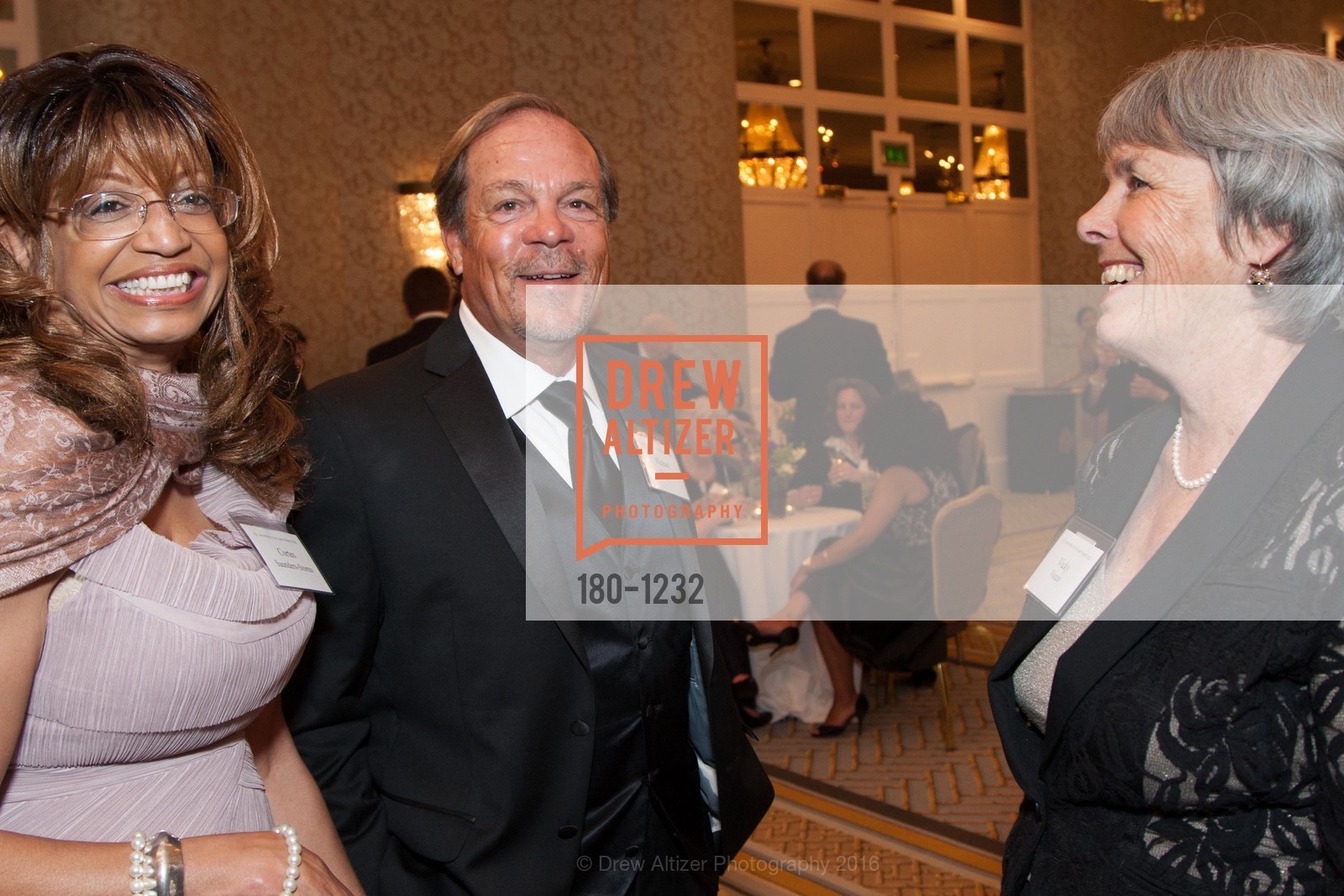 Cortes Saunders-Storno, Michael Storno, Vicky Vozzo, USF Alumni Awards Gala, Fairmont Hotel. San Francisco, California, May 25th, 2016, Photo #180-1232 Cortes Saunders-Storno, Michael Storno, Vicky Vozzo, Photo #180-1232