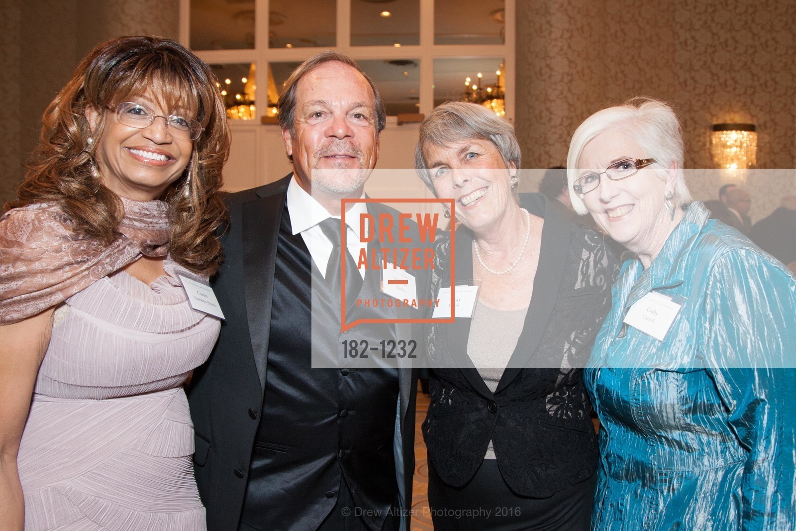 Cortes Saunders-Storno, Michael Storno, Vicky Vozzo, Cathy Carroll, USF Alumni Awards Gala, Fairmont Hotel. San Francisco, California, May 25th, 2016, Photo #182-1232 Cortes Saunders-Storno, Michael Storno, Vicky Vozzo, Cathy Carroll, Photo #182-1232