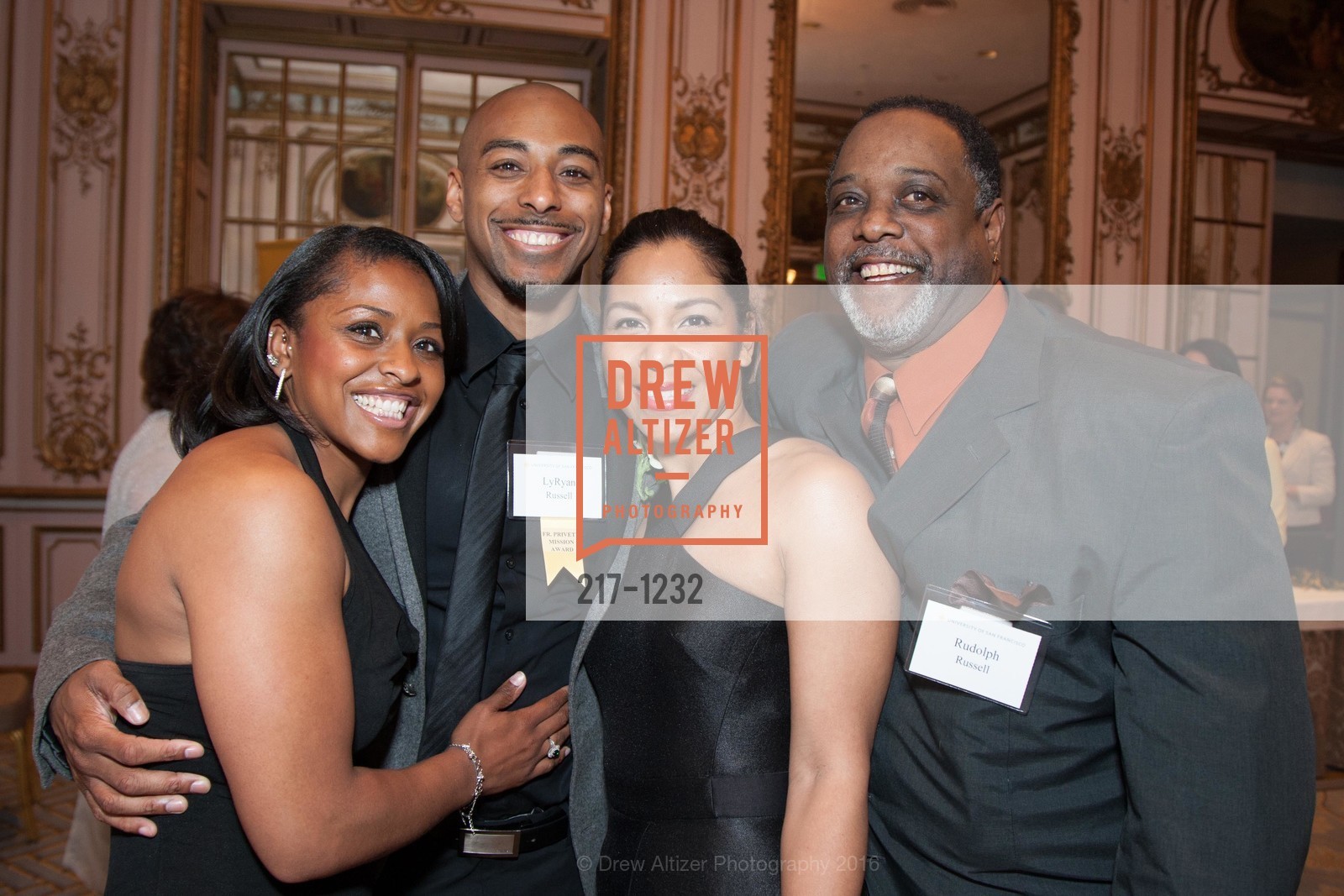 Toni Russell, LyRyan Russell, Azizza Jones, Rudolph Russell, USF Alumni Awards Gala, Fairmont Hotel. San Francisco, California, May 25th, 2016, Photo #217-1232 Toni Russell, LyRyan Russell, Azizza Jones, Rudolph Russell, Photo #217-1232