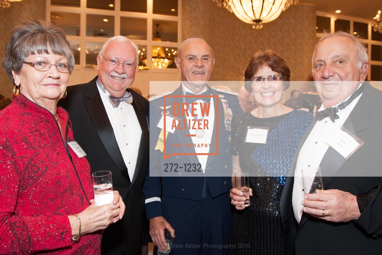 Yvonne Hanlon, Mike Hanlon, Major General Drennan Tony Clark, Elizabeth Clark, Mike Farrah, USF Alumni Awards Gala, Fairmont Hotel. San Francisco, California, May 25th, 2016, Photo #272-1232 Yvonne Hanlon, Mike Hanlon, Major General Drennan Tony Clark, Elizabeth Clark, Mike Farrah, Photo #272-1232
