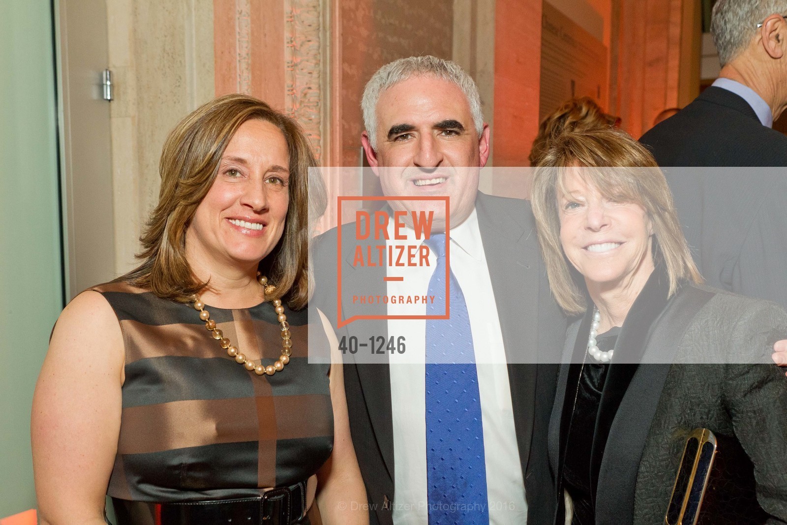 Jen Traeger Hirschfelder, Adam Hirschfelder, Carol Traeger, Koret Foundation Dinner at Asian Art Museum, Asian Art Museum. San Francisco, California, June 3rd, 2016, Photo #40-1246 Jen Traeger Hirschfelder, Adam Hirschfelder, Carol Traeger, Photo #40-1246