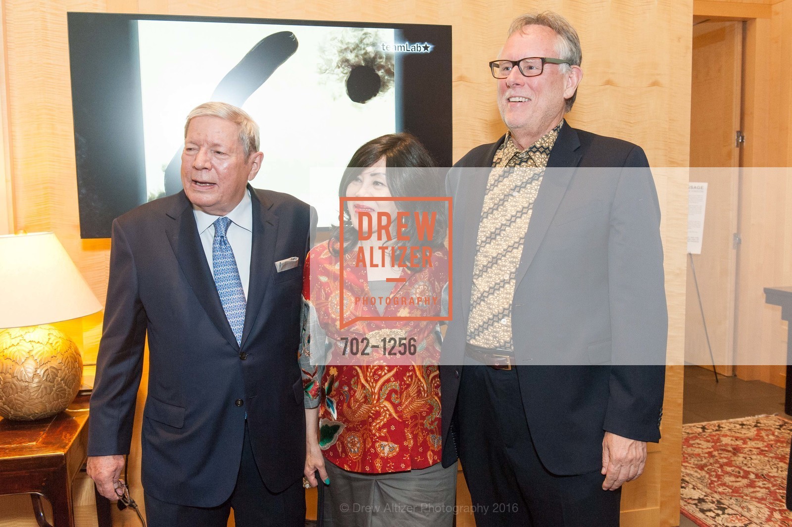 Glenn Vinson, Riena Sarojo, Thomas Murray, The Asian Art Museum Honors Their Unsung Heroes, Asian Art Museum, The Peterson Room. 200 Larkin St, June 7th, 2016, Photo #702-1256 Glenn Vinson, Riena Sarojo, Thomas Murray, Photo #702-1256