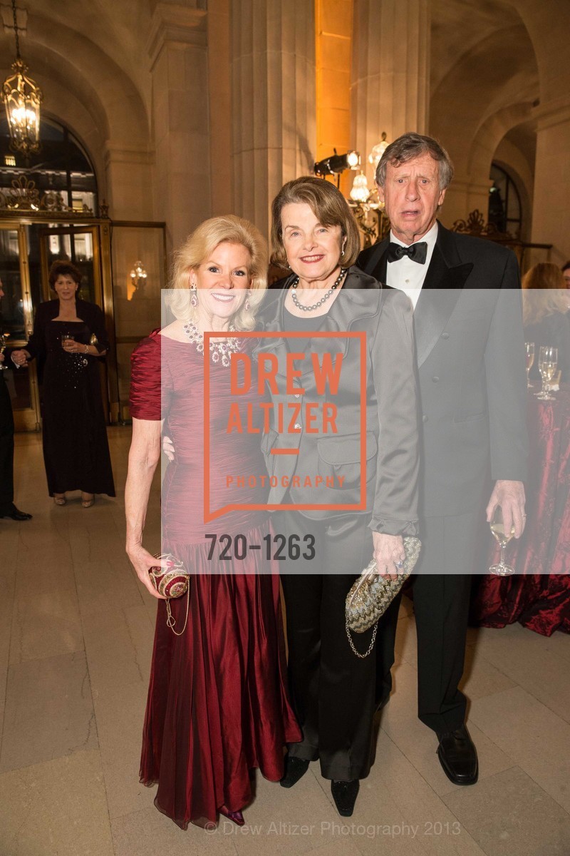 Dede Wilsey, US Senator Dianne Feinstein, Richard Blum, Holiday Dinner on the Opera House Stage, War Memorial Opera House. San Francisco, California, December 2nd, 2013, Photo #720-1263 Dede Wilsey, US Senator Dianne Feinstein, Richard Blum, Photo #720-1263