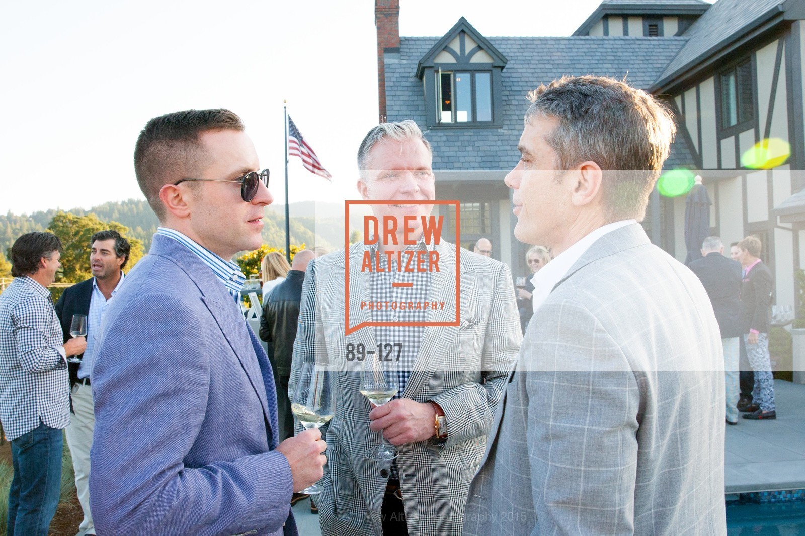 Andrew Hinek, Keith Wetmore, Ken Smith, Gucci & Vogue Dinner, Jack Calhoun & Trent Norris Vineyard. 3393 Dry Creek Road, Healdsburg CA 95448, May 22nd, 2015, Photo #89-127 Andrew Hinek, Keith Wetmore, Ken Smith, Photo #89-127