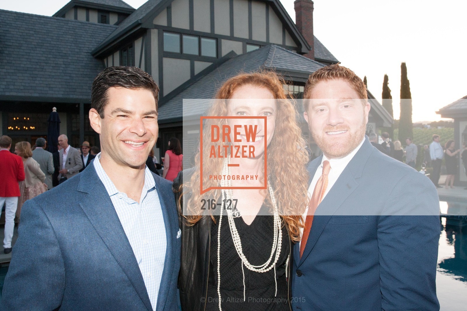Ned Segal, Julie Rosen, Will Spendlove, Gucci & Vogue Dinner, Jack Calhoun & Trent Norris Vineyard. 3393 Dry Creek Road, Healdsburg CA 95448, May 22nd, 2015, Photo #216-127 Ned Segal, Julie Rosen, Will Spendlove, Photo #216-127