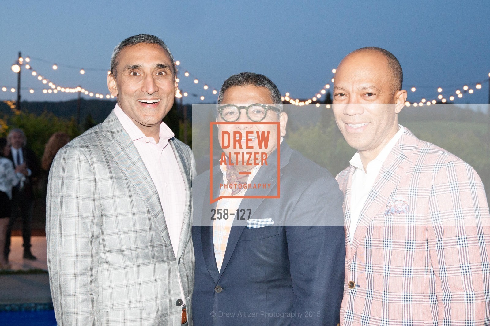 Inder Dhillon, Riccardo Benavides, Ken McNeely, An Evening in the Vineyard hosted by JACK CALHOUN & TRENT NORRIS, Jack Calhoun & Trent Norris Vineyard. 3393 Dry Creek Road, Healdsburg CA 95448, May 22nd, 2015,Drew Altizer, Drew Altizer Photography, full-service agency, private events, San Francisco photographer, photographer california