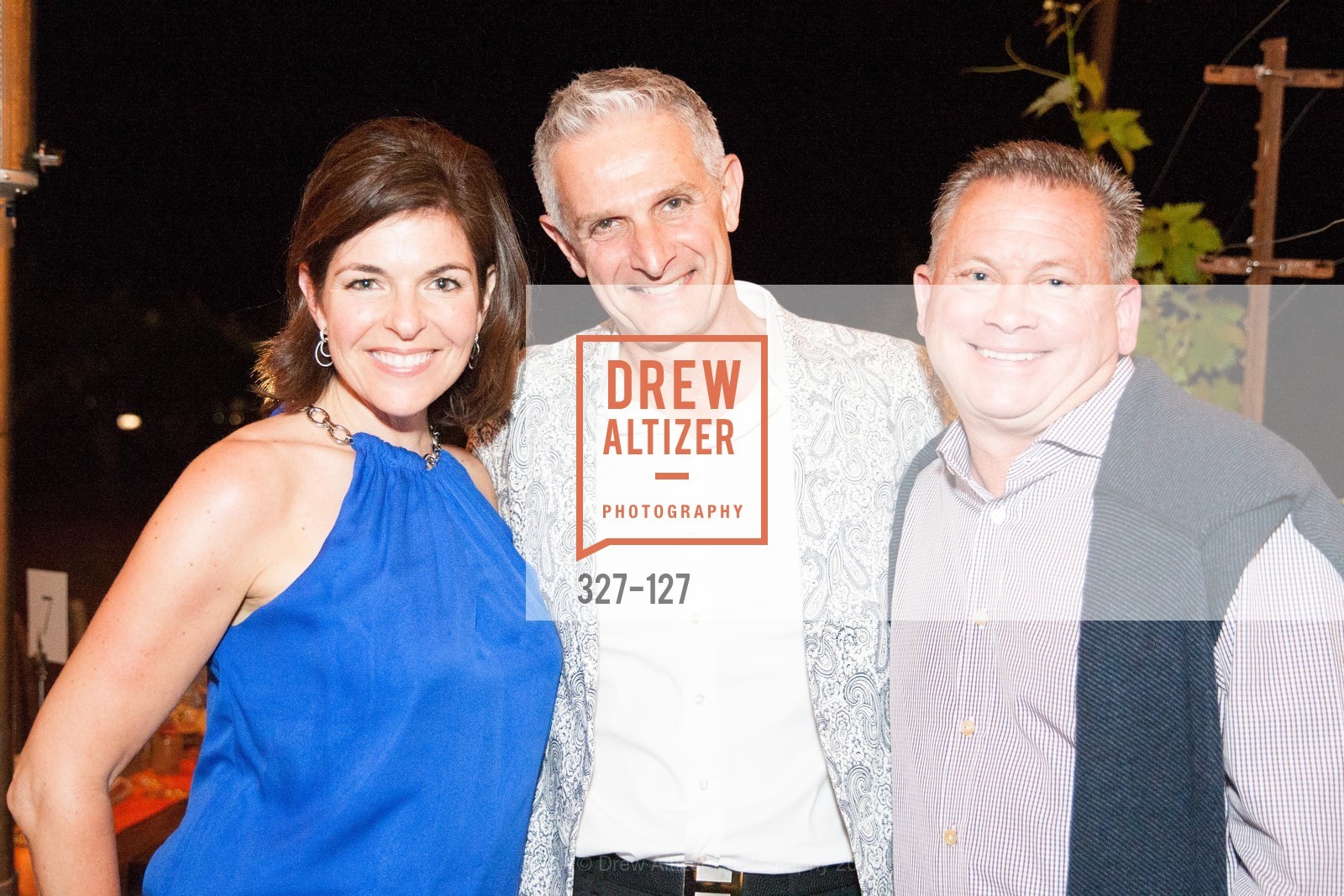 Sarah Lucas, Nick Augustinos, Don Lucas, Gucci & Vogue Dinner, Jack Calhoun & Trent Norris Vineyard. 3393 Dry Creek Road, Healdsburg CA 95448, May 22nd, 2015, Photo #327-127 Sarah Lucas, Nick Augustinos, Don Lucas, Photo #327-127