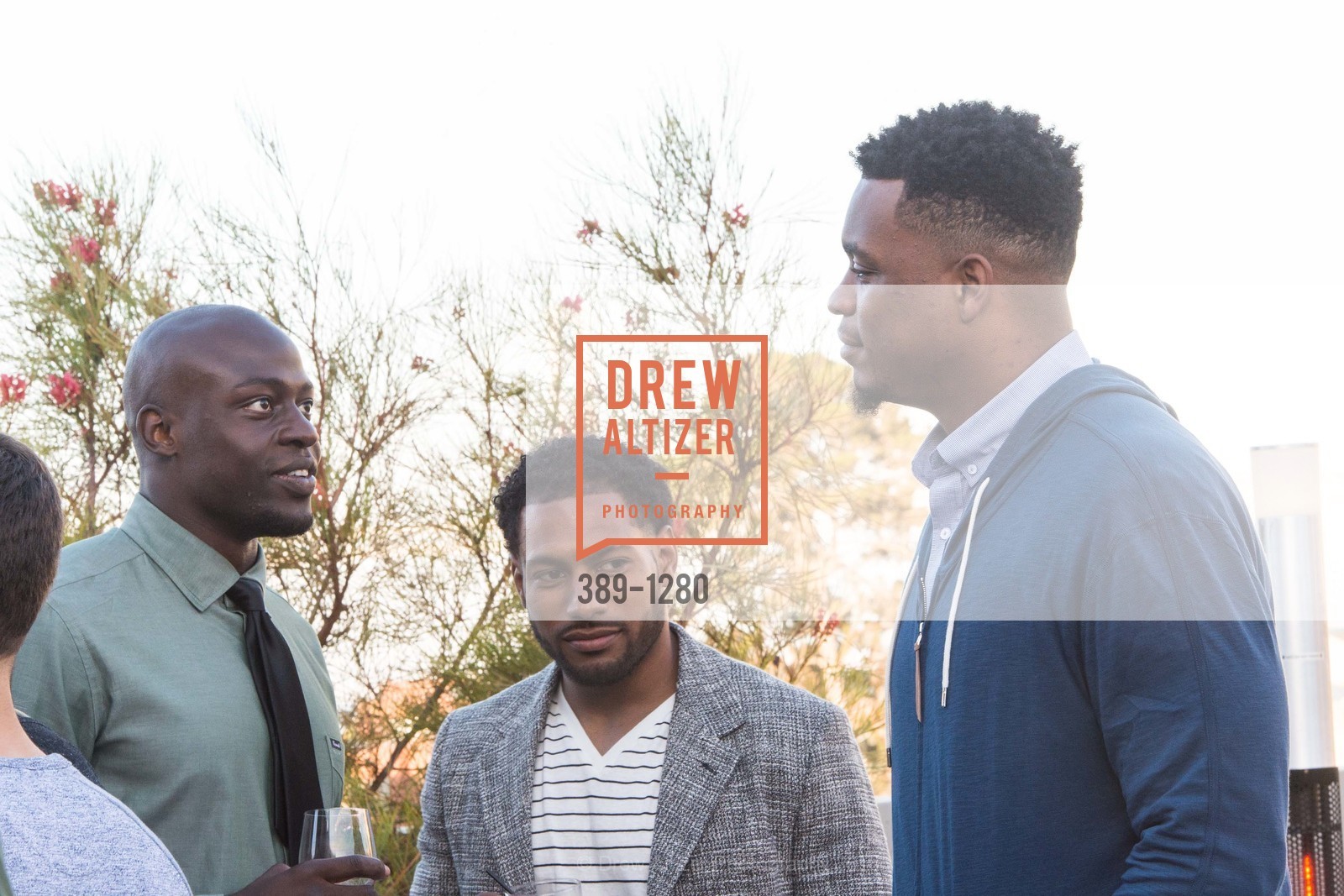 Joshua Kaddu, Avery Patterson, Dion Jordan, Hiball and Alta Palla Summer Cocktail Event, US. 717 Battery Street, June 22nd, 2016, Photo #389-1280 Joshua Kaddu, Avery Patterson, Dion Jordan, Photo #389-1280