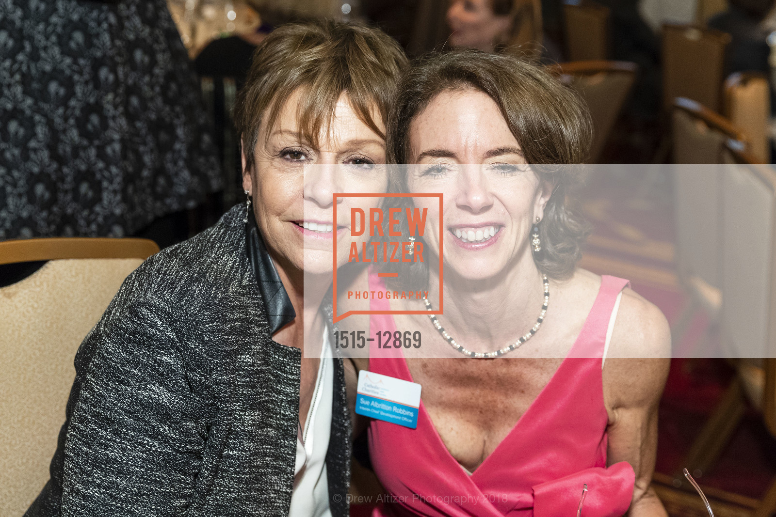 Rebecca Figone, Sue Robbins, Catholic Charities Loaves & Fishes Awards Dinner and Gala, Palace Hotel. 2 New Montgomery St, May 24th, 2018, Photo #1515-12869 Rebecca Figone, Sue Robbins, Photo #1515-12869