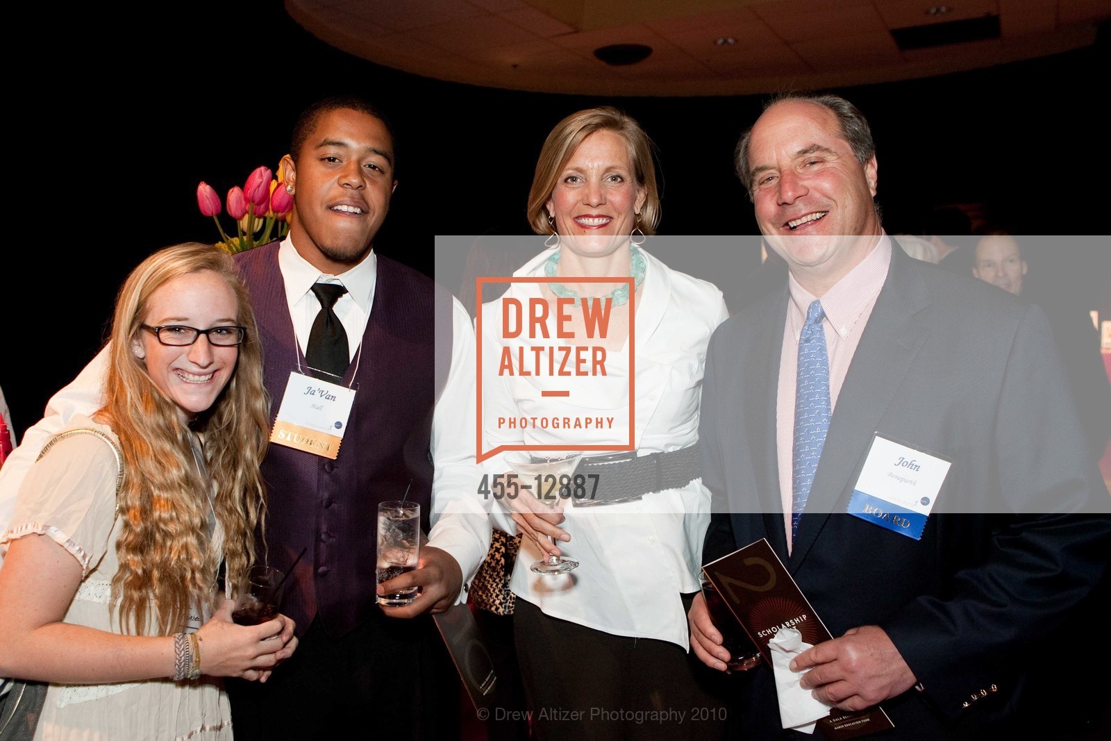 Sarah Muirhead, Ja'Van Hall, Roxanne Richards, John Boneparth, 10,000 Degrees formerly Marin Education Fund Hosts Scholarship Night, US, April 30th, 2010, Photo #455-12887 Sarah Muirhead, Ja'Van Hall, Roxanne Richards, John Boneparth, Photo #455-12887